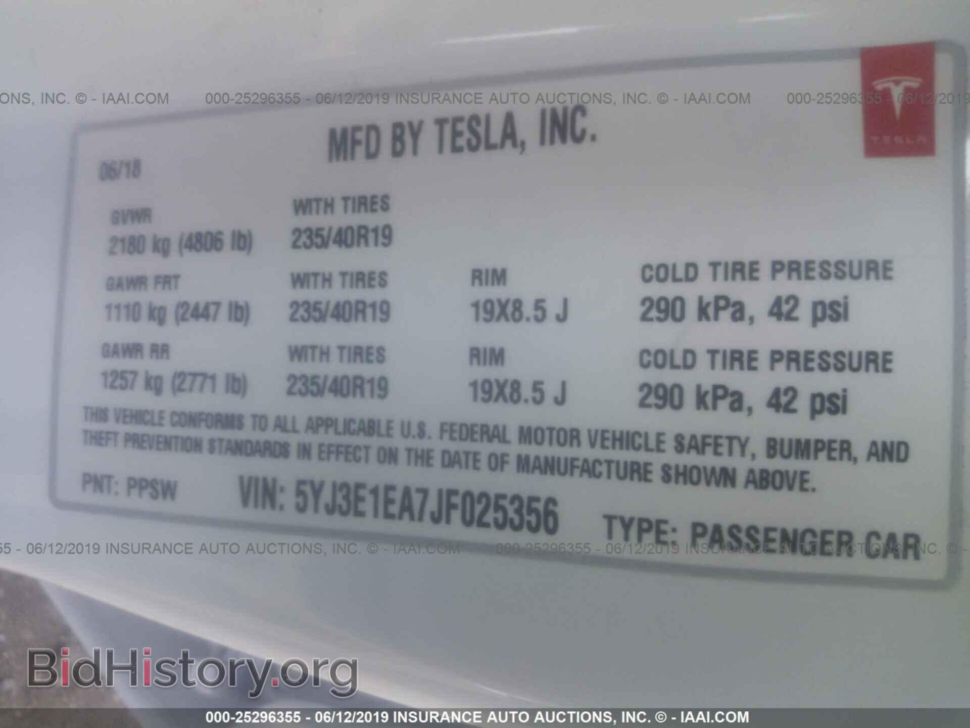 2018 TESLA MODEL 3 - VIN: 5YJ3E1EA7JF025356 - Фото 9