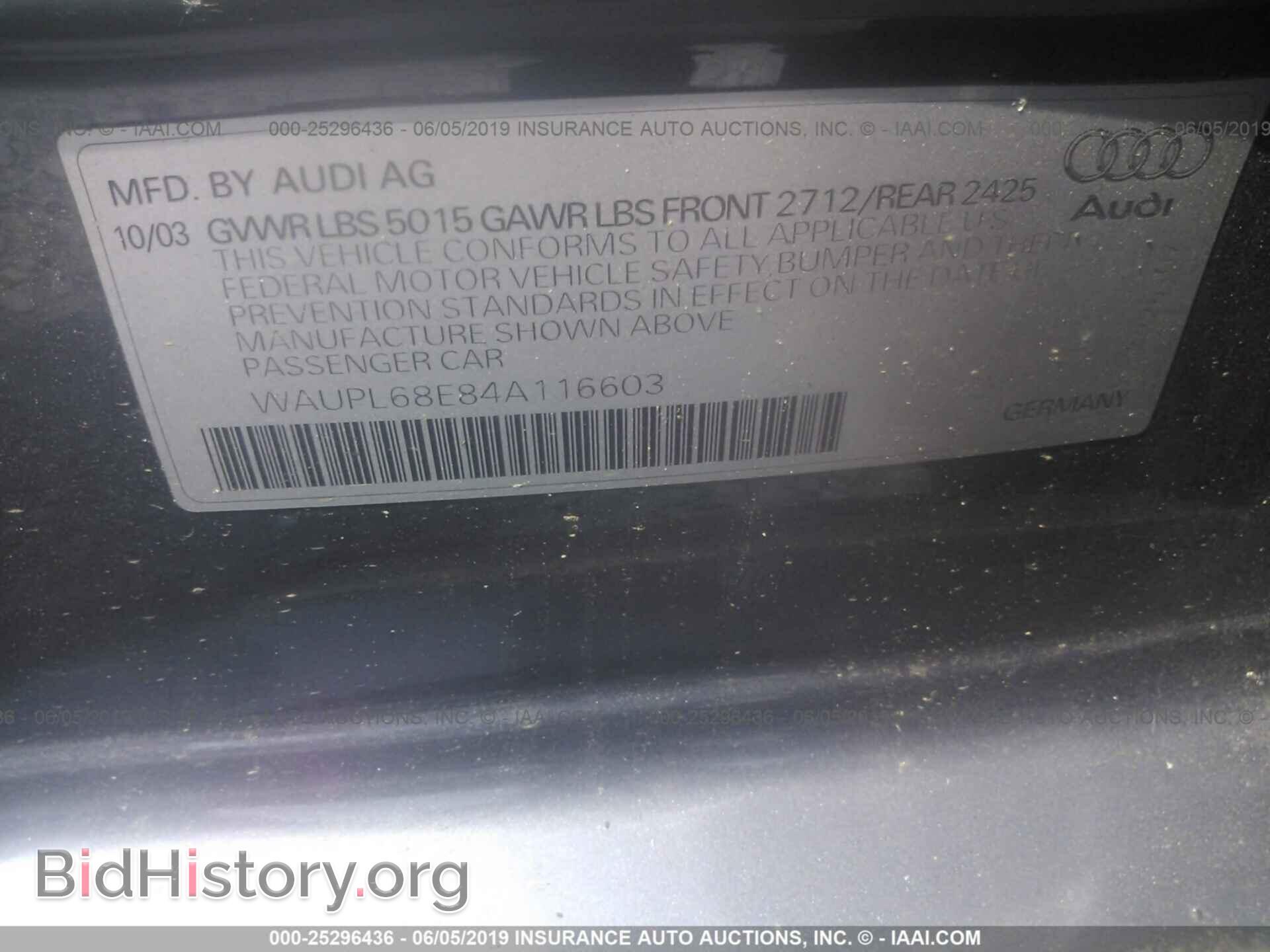 2004 AUDI S4 - VIN: WAUPL68E84A116603 - Photo 9