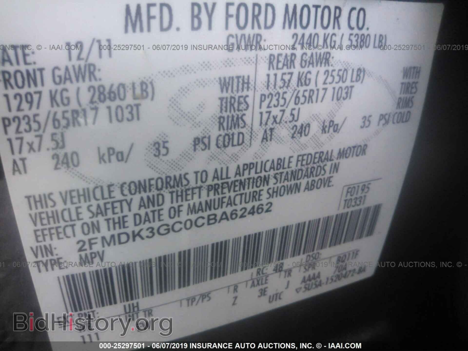 2012 FORD EDGE - VIN: 2FMDK3GC0CBA62462 - Фото 9