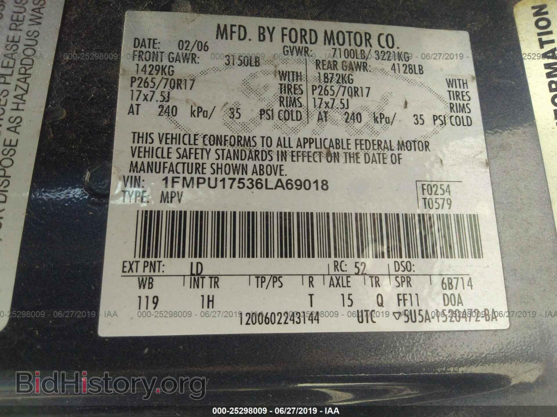 2006 FORD EXPEDITION - VIN: 1FMPU17536LA69018 - Photo 9