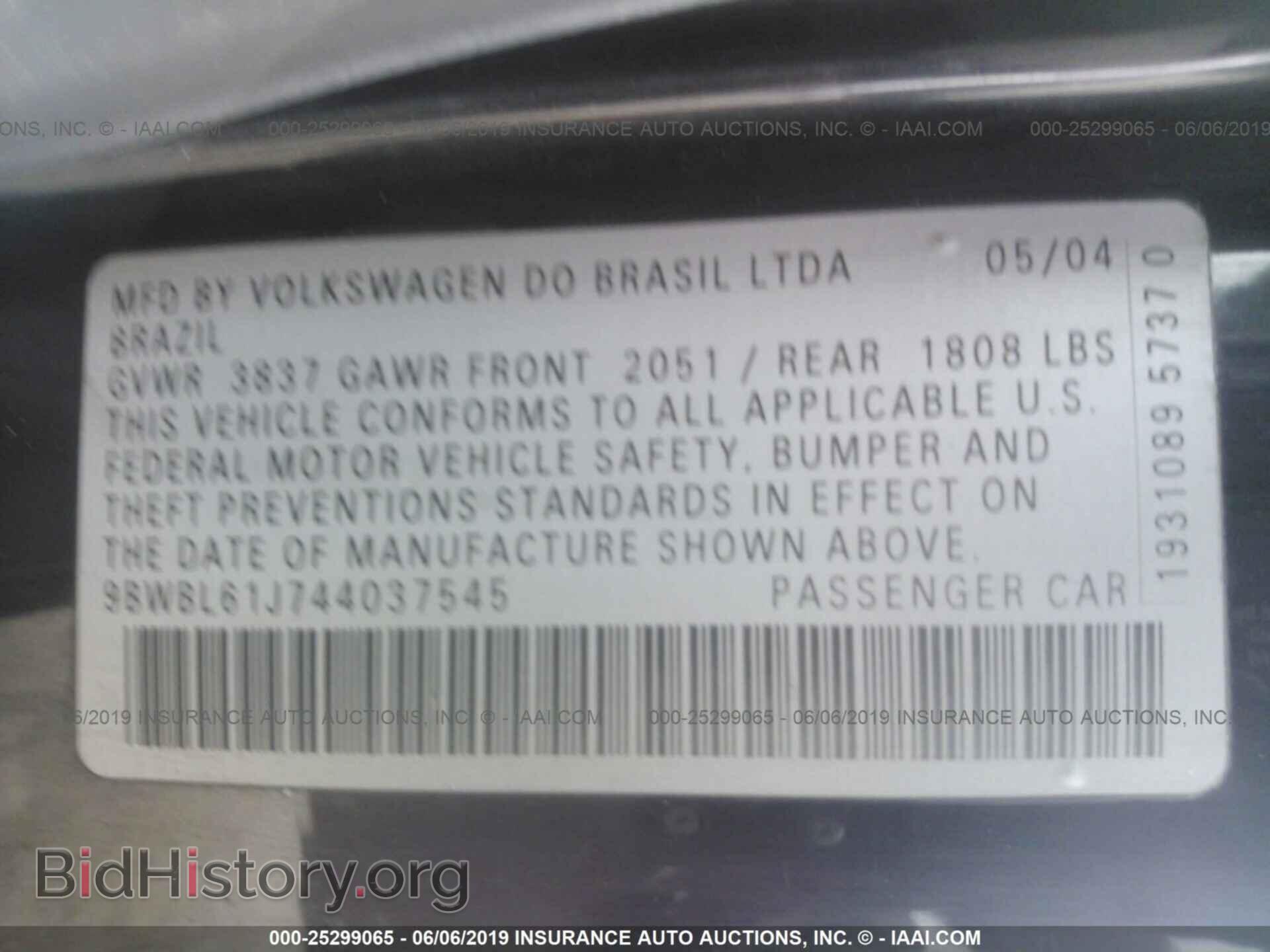 2004 VOLKSWAGEN GOLF - VIN: 9BWBL61J744037545 - Фото 9