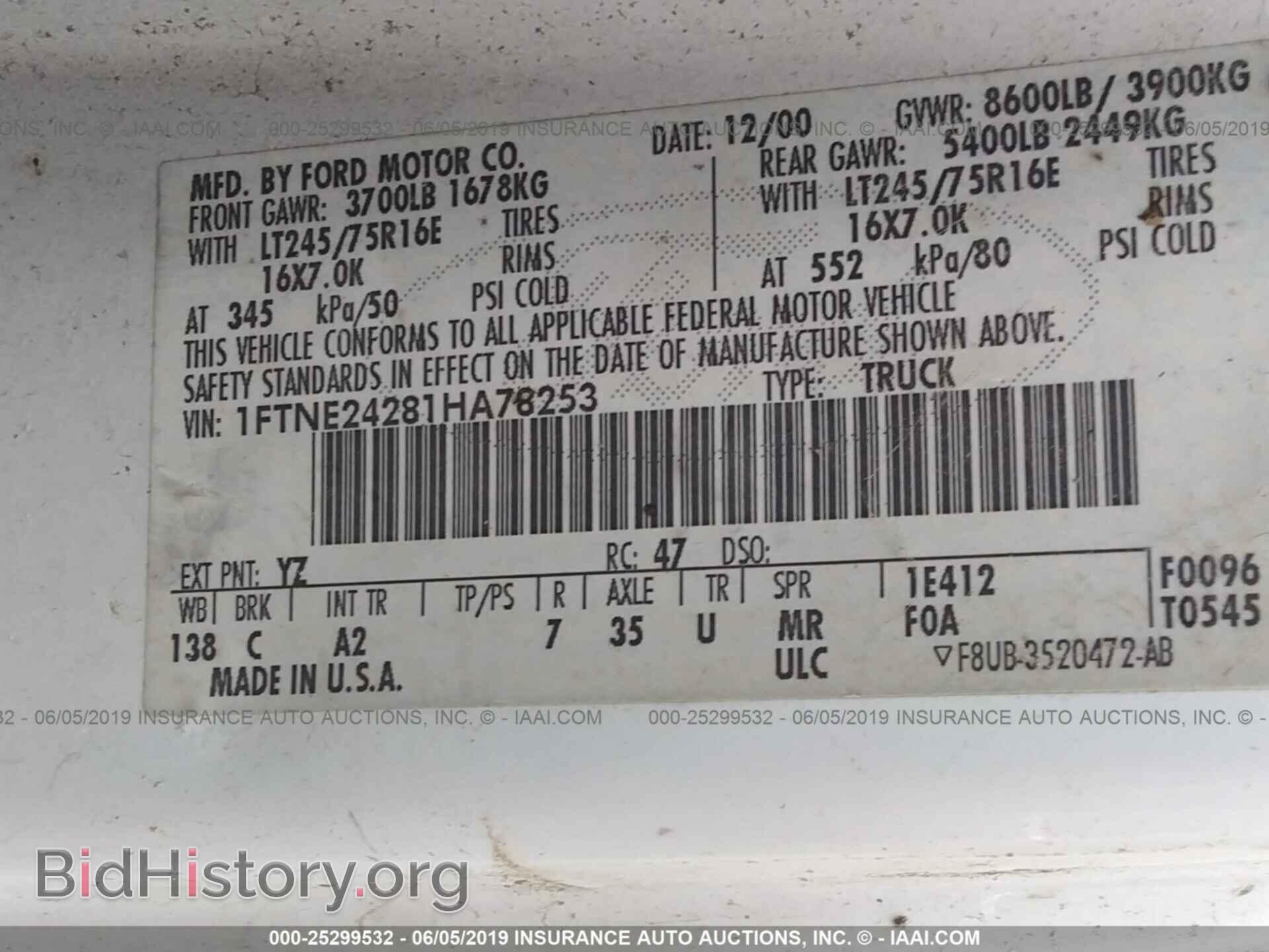 2001 FORD ECONOLINE - VIN: 1FTNE24281HA78253 - Photo 9