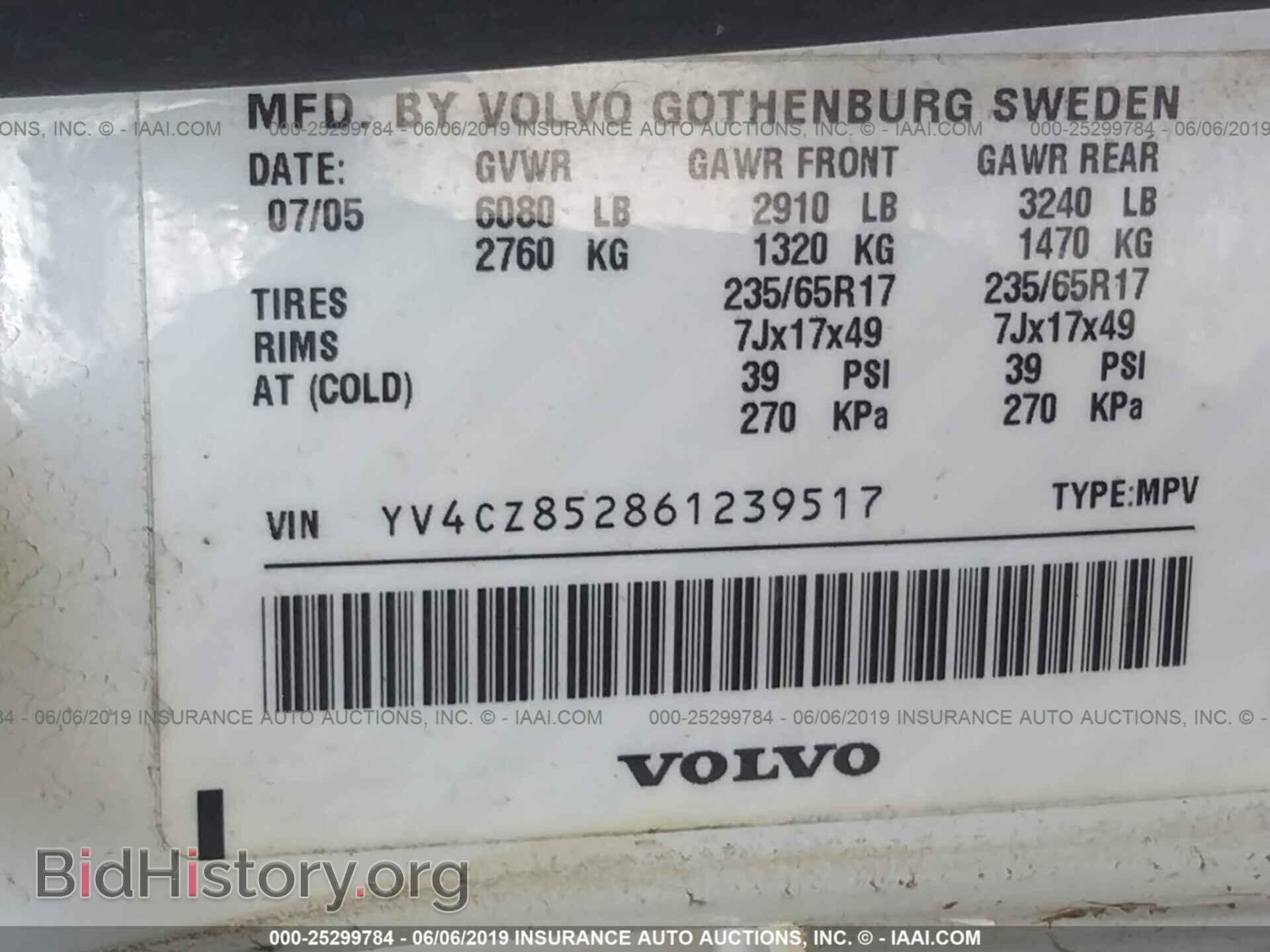 2006 VOLVO XC90 - VIN: YV4CZ852861239517 - Фото 9