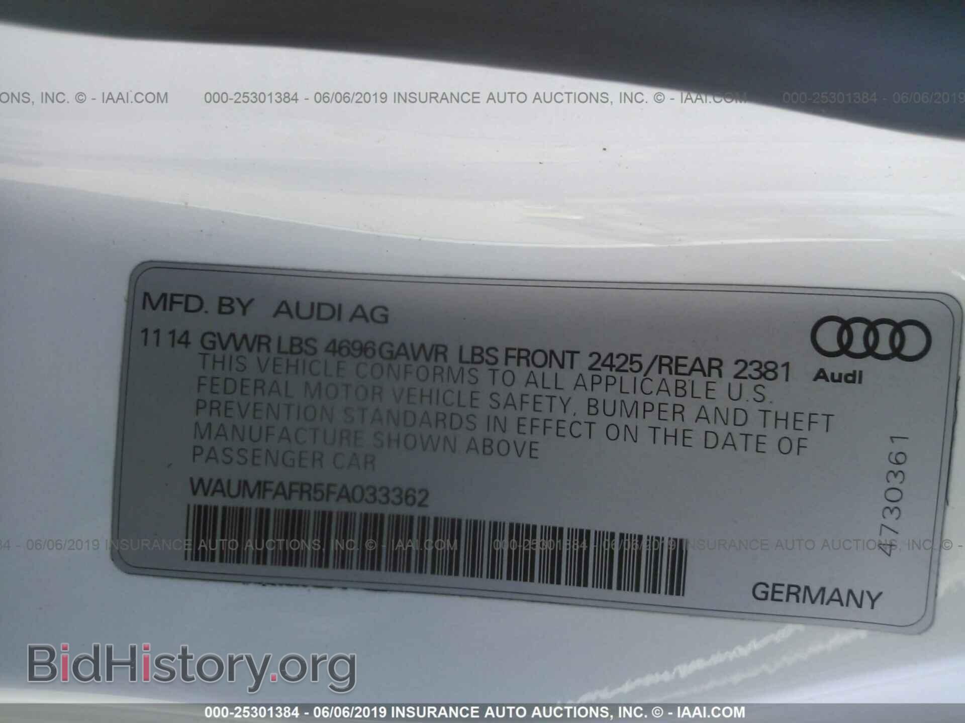 2015 AUDI A5 - VIN: WAUMFAFR5FA033362 - Photo 9