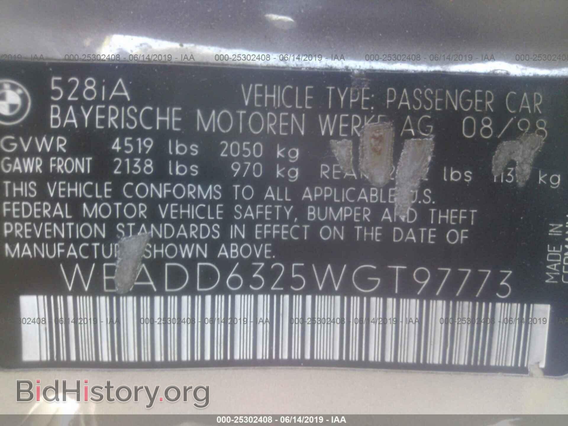 1998 BMW 528 - VIN: WBADD6325WGT97773 - Фото 9