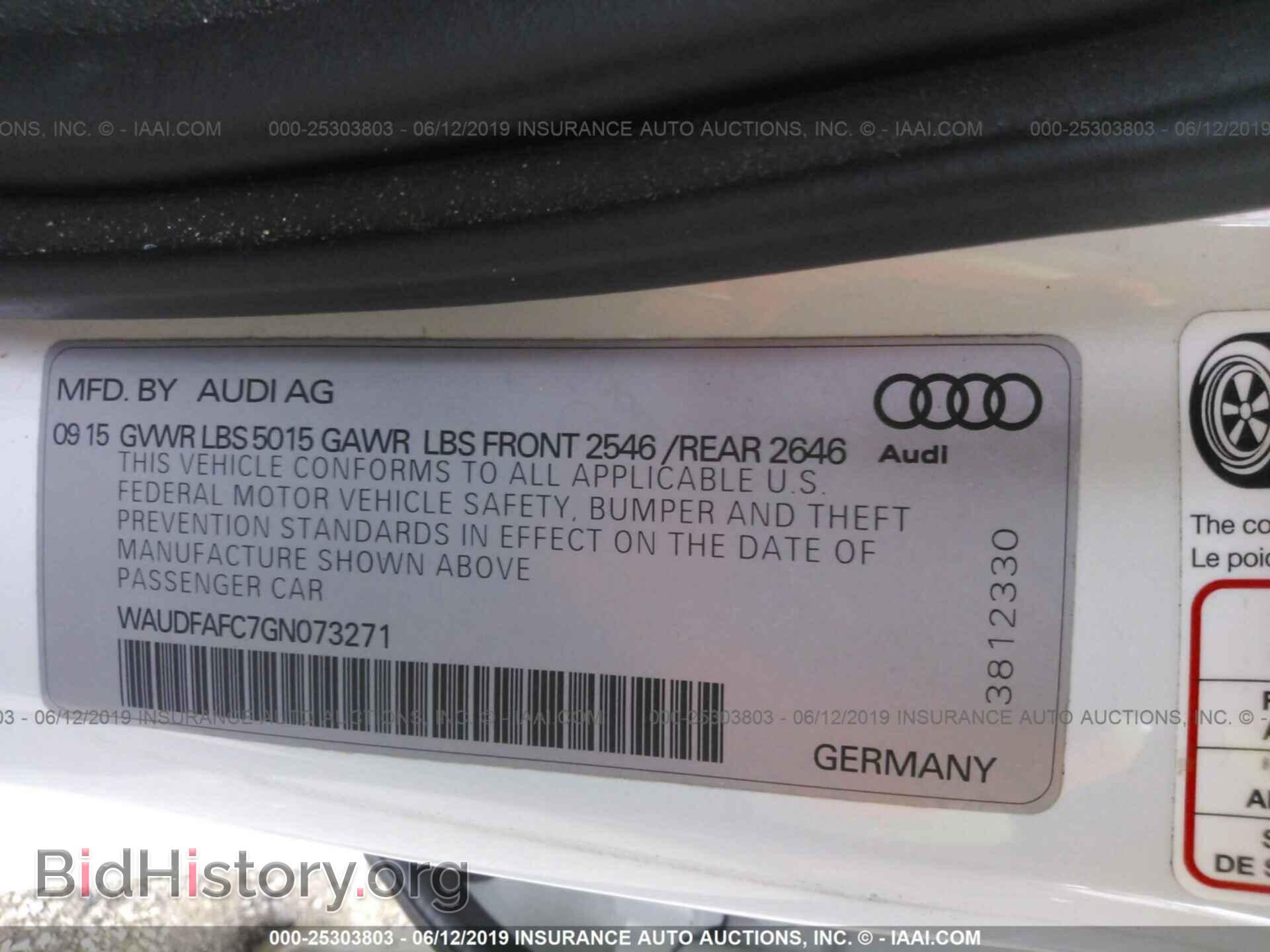 2016 AUDI A6 - VIN: WAUDFAFC7GN073271 - Фото 9