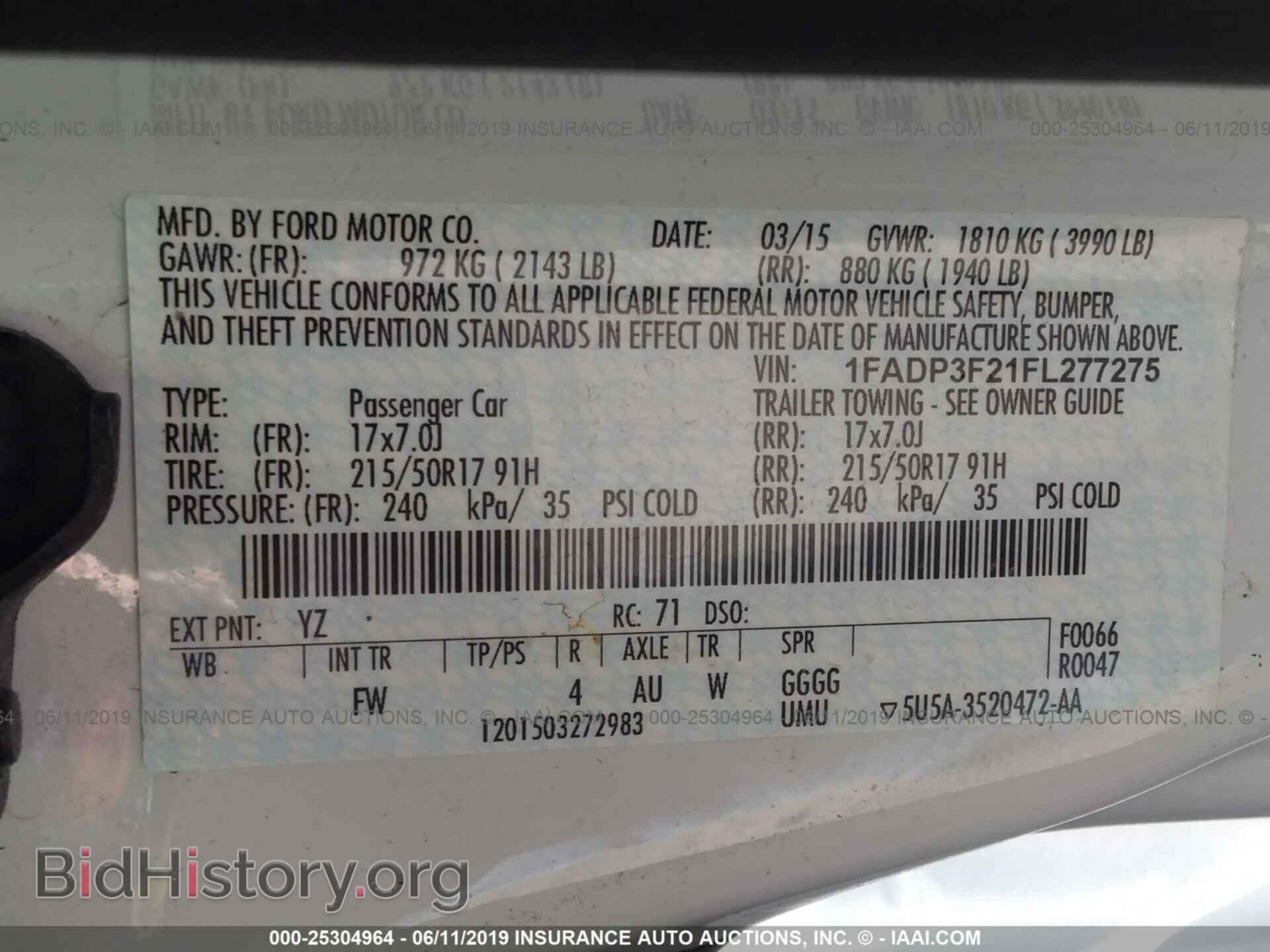 2015 FORD FOCUS - VIN: 1FADP3F21FL277275 - Фото 9