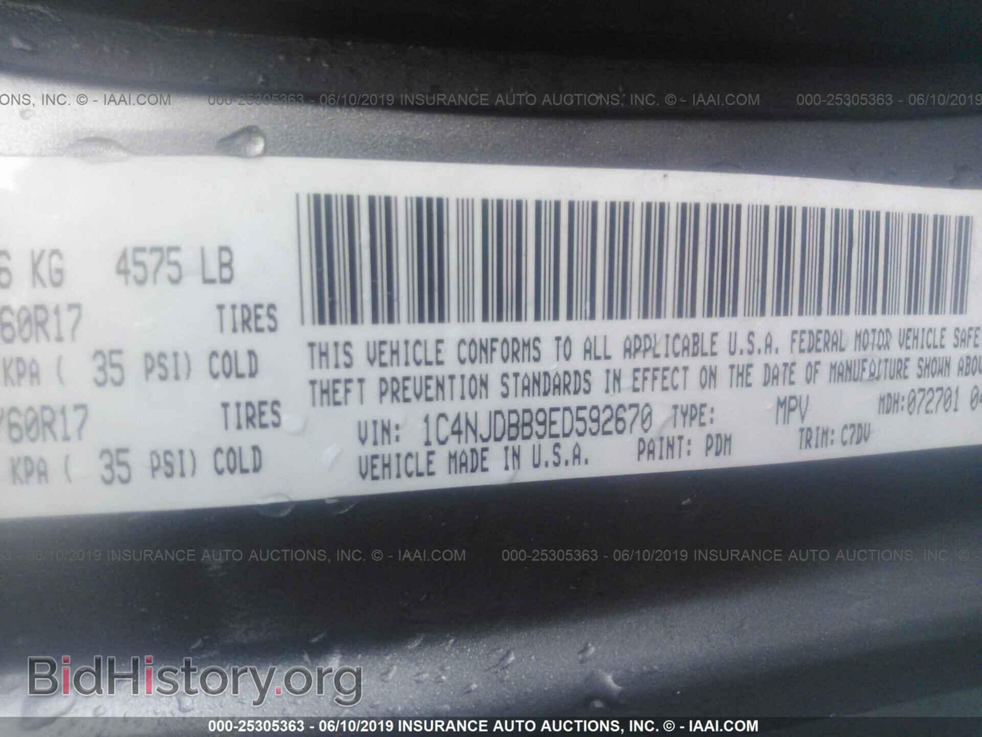 2014 JEEP COMPASS - VIN: 1C4NJDBB9ED592670 - Фото 9