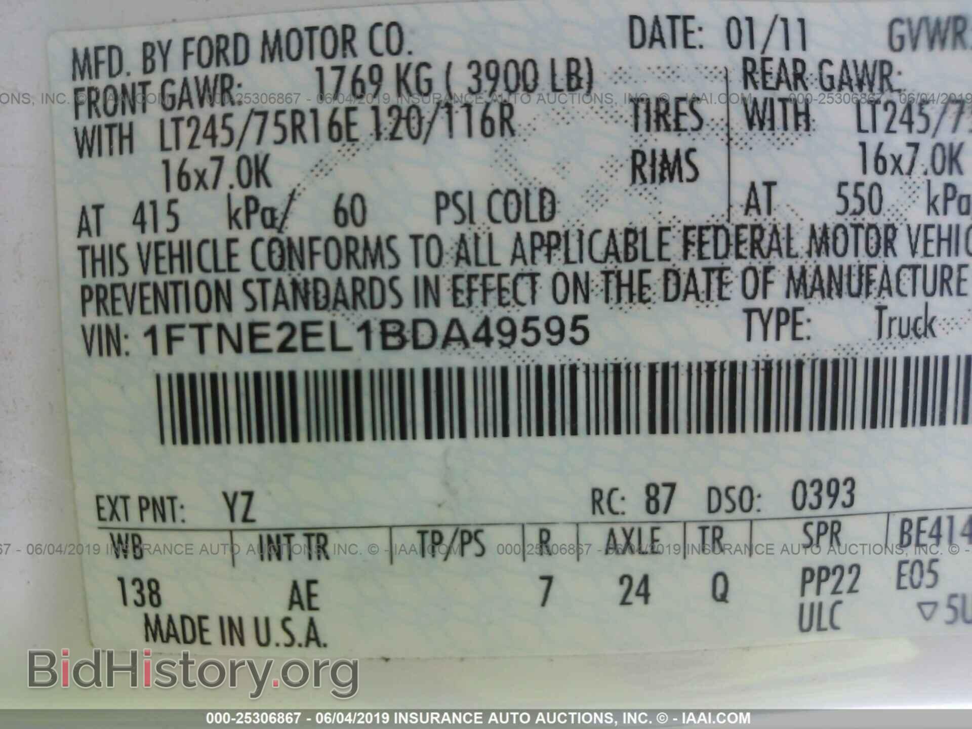 2011 FORD ECONOLINE - VIN: 1FTNE2EL1BDA49595 - Фото 9