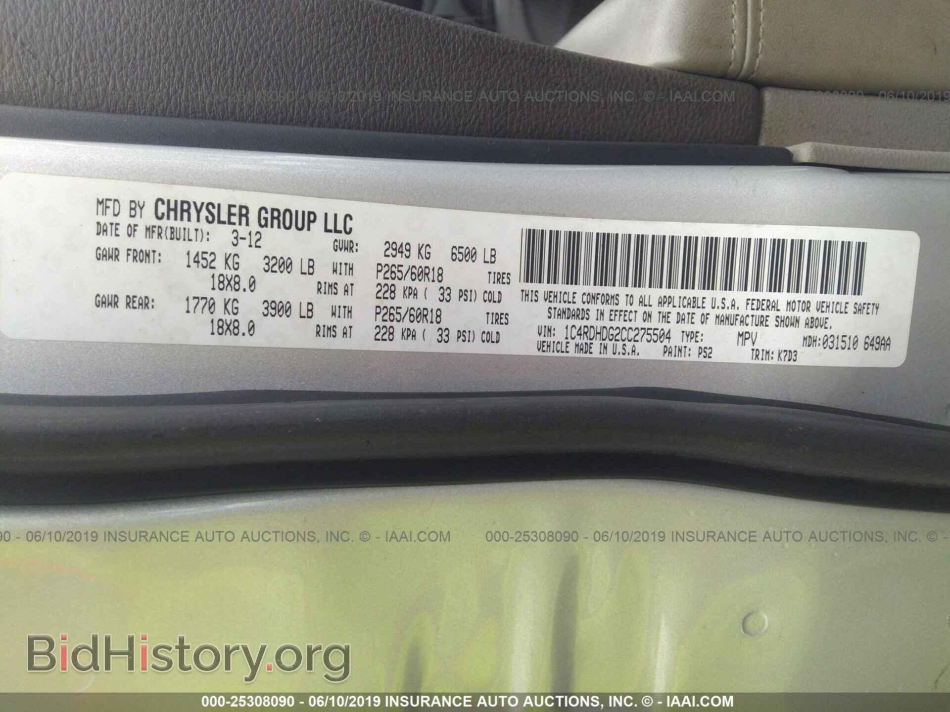 2012 DODGE DURANGO - VIN: 1C4RDHDG2CC275504 - Фото 9