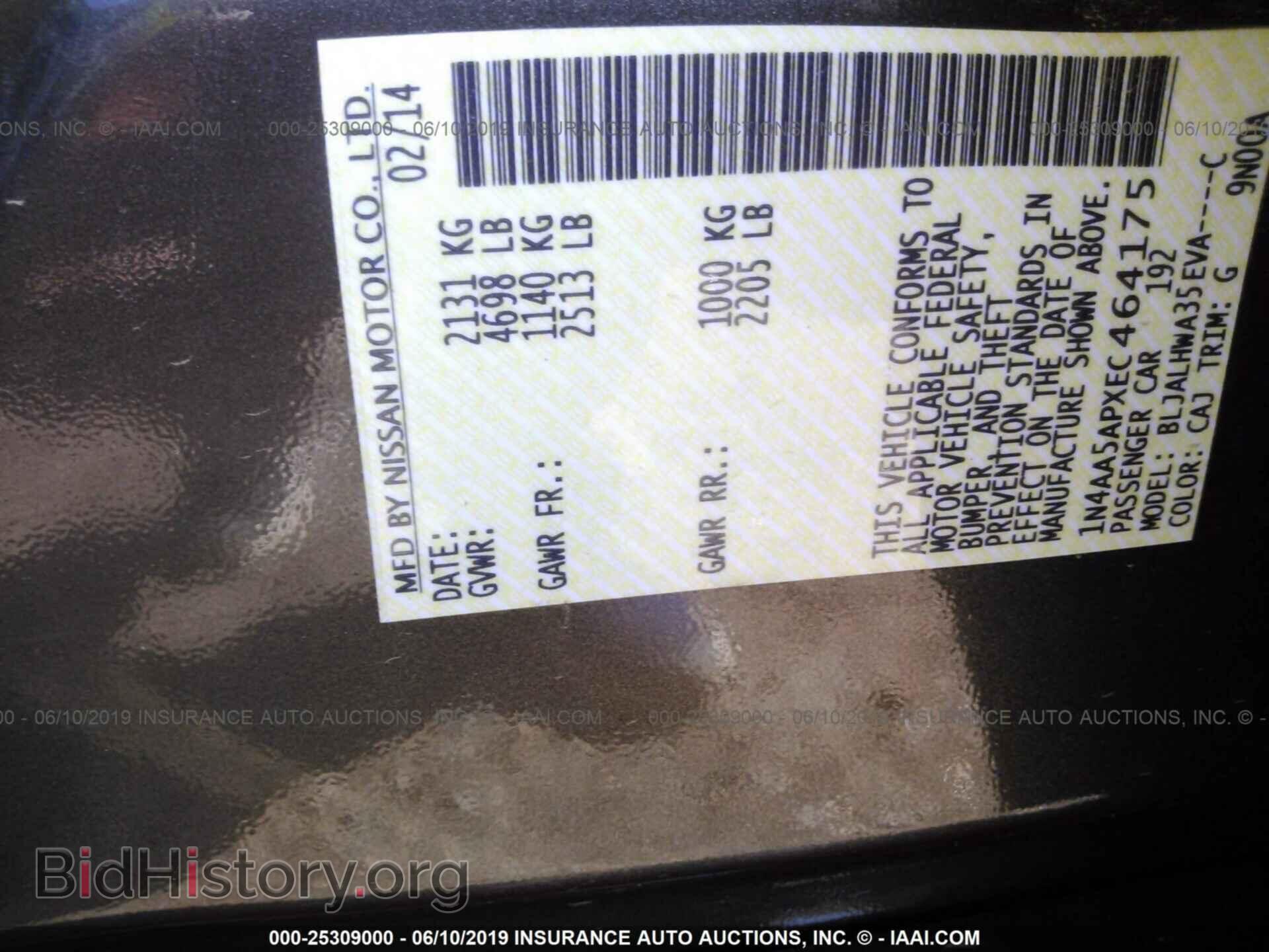 2014 NISSAN MAXIMA - VIN: 1N4AA5APXEC464175 - Фото 9
