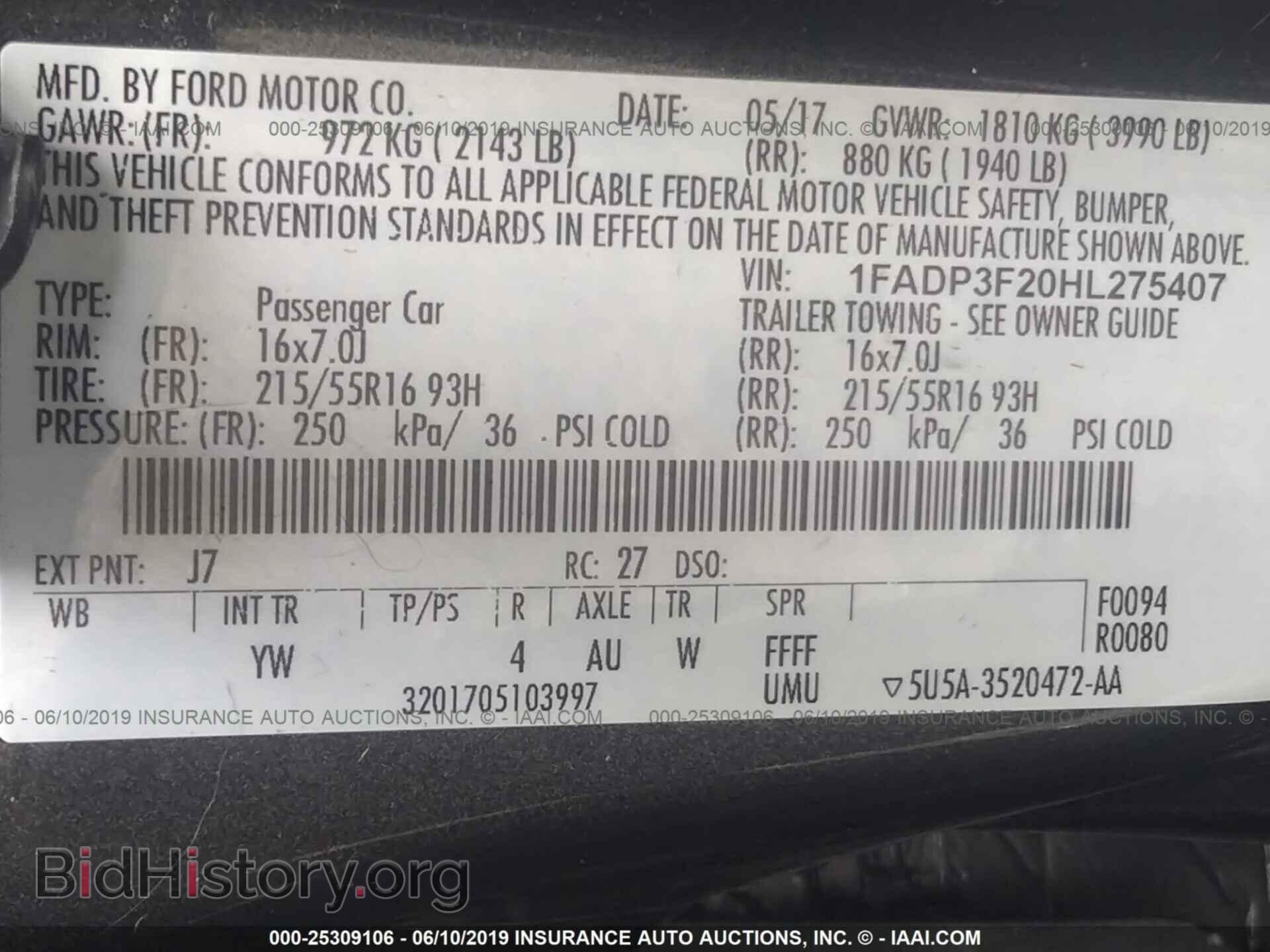 2017 FORD FOCUS - VIN: 1FADP3F20HL275407 - Фото 9