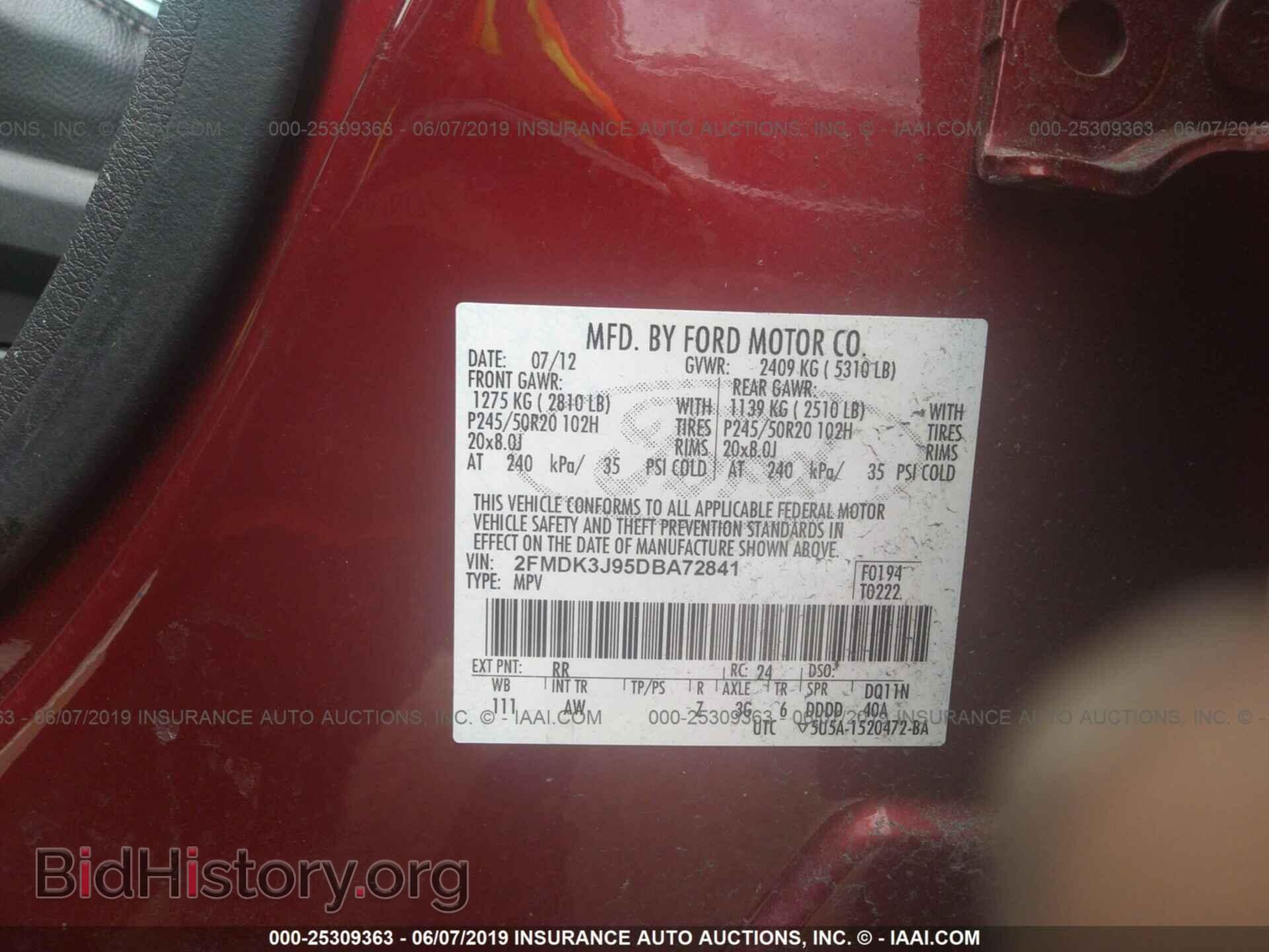 2013 FORD EDGE - VIN: 2FMDK3J95DBA72841 - Фото 9