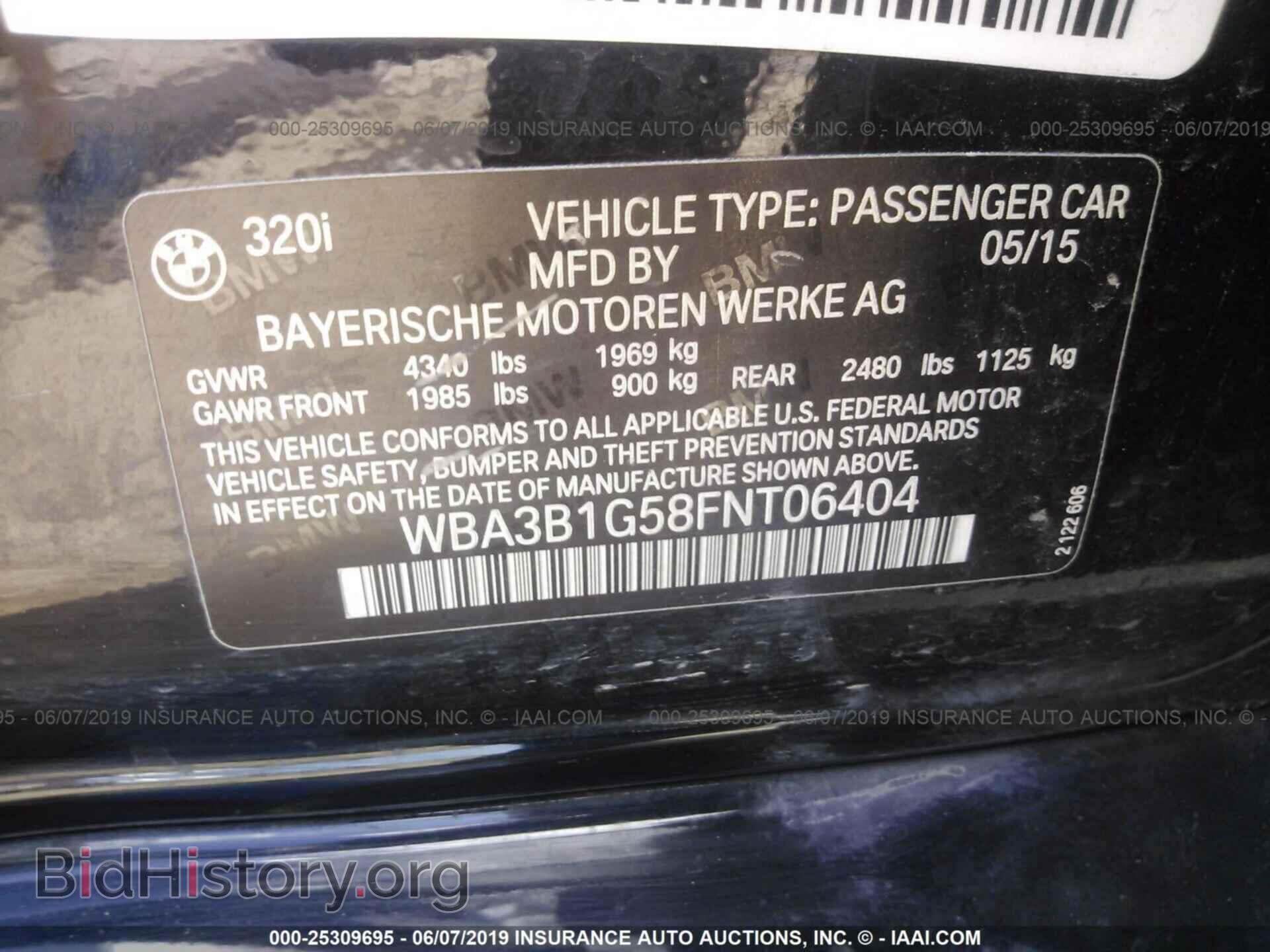 2015 BMW 320 - VIN: WBA3B1G58FNT06404 - Фото 9