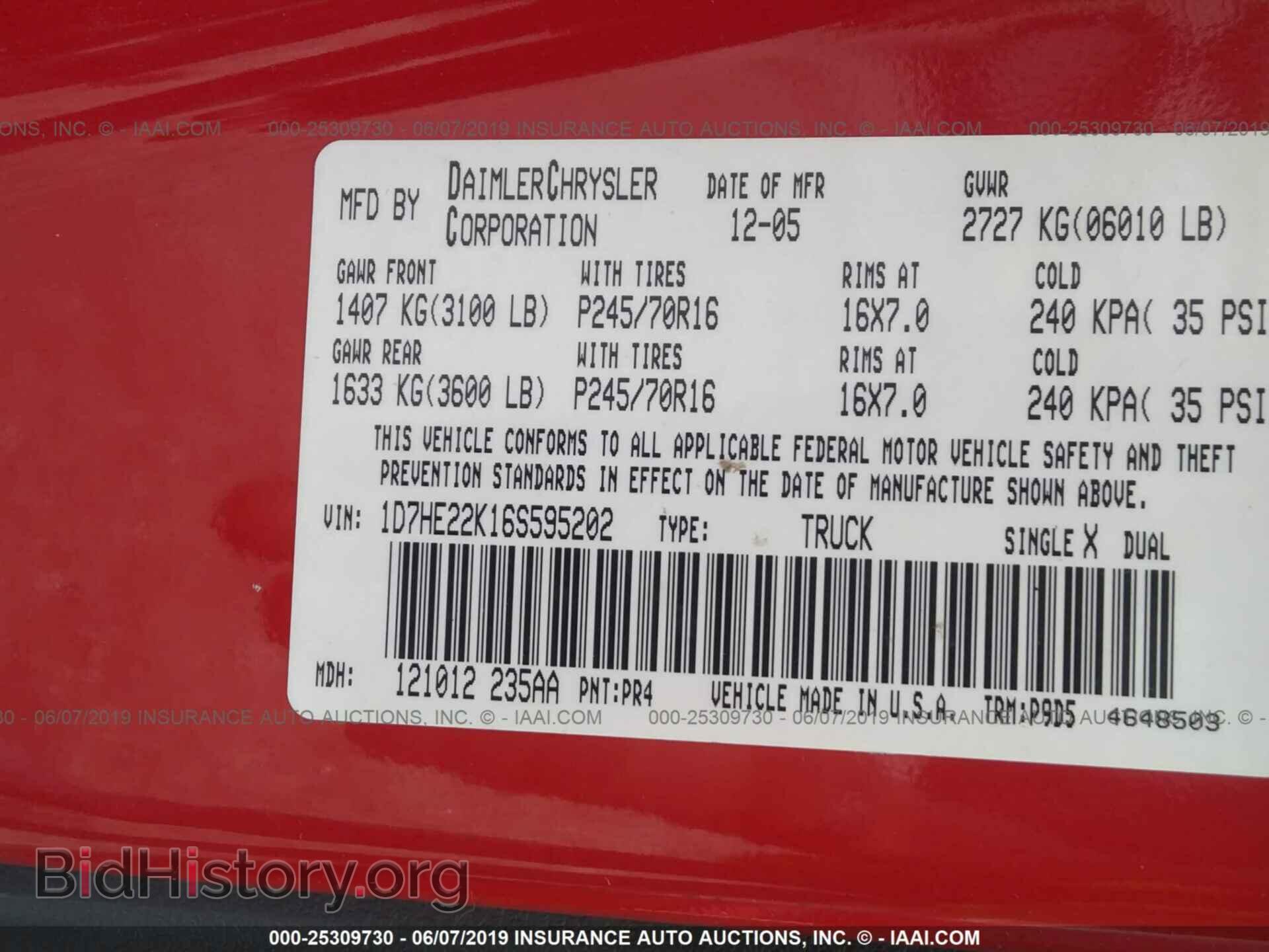 2006 DODGE DAKOTA - VIN: 1D7HE22K16S595202 - Фото 9