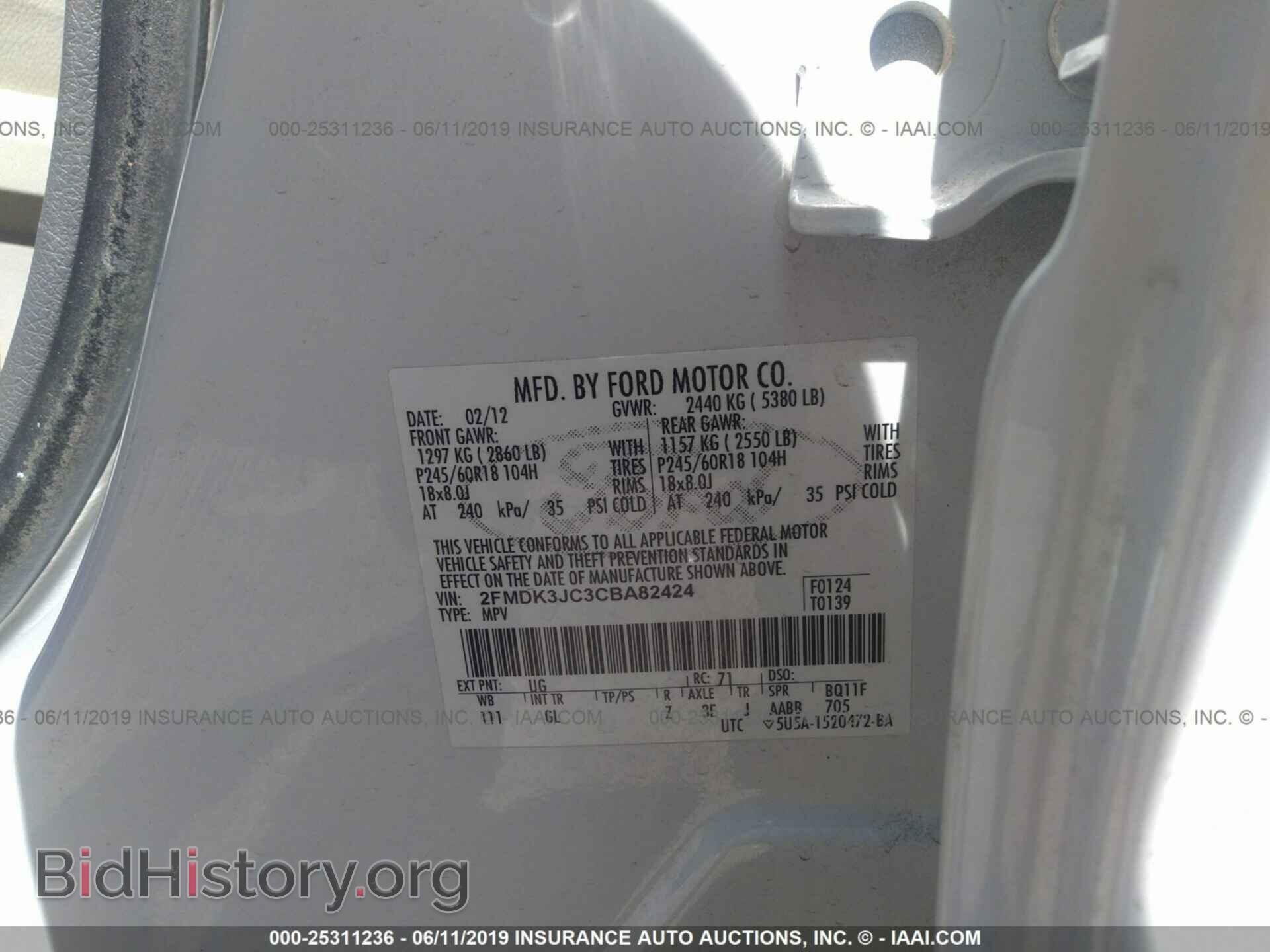 2012 FORD EDGE - VIN: 2FMDK3JC3CBA82424 - Фото 9
