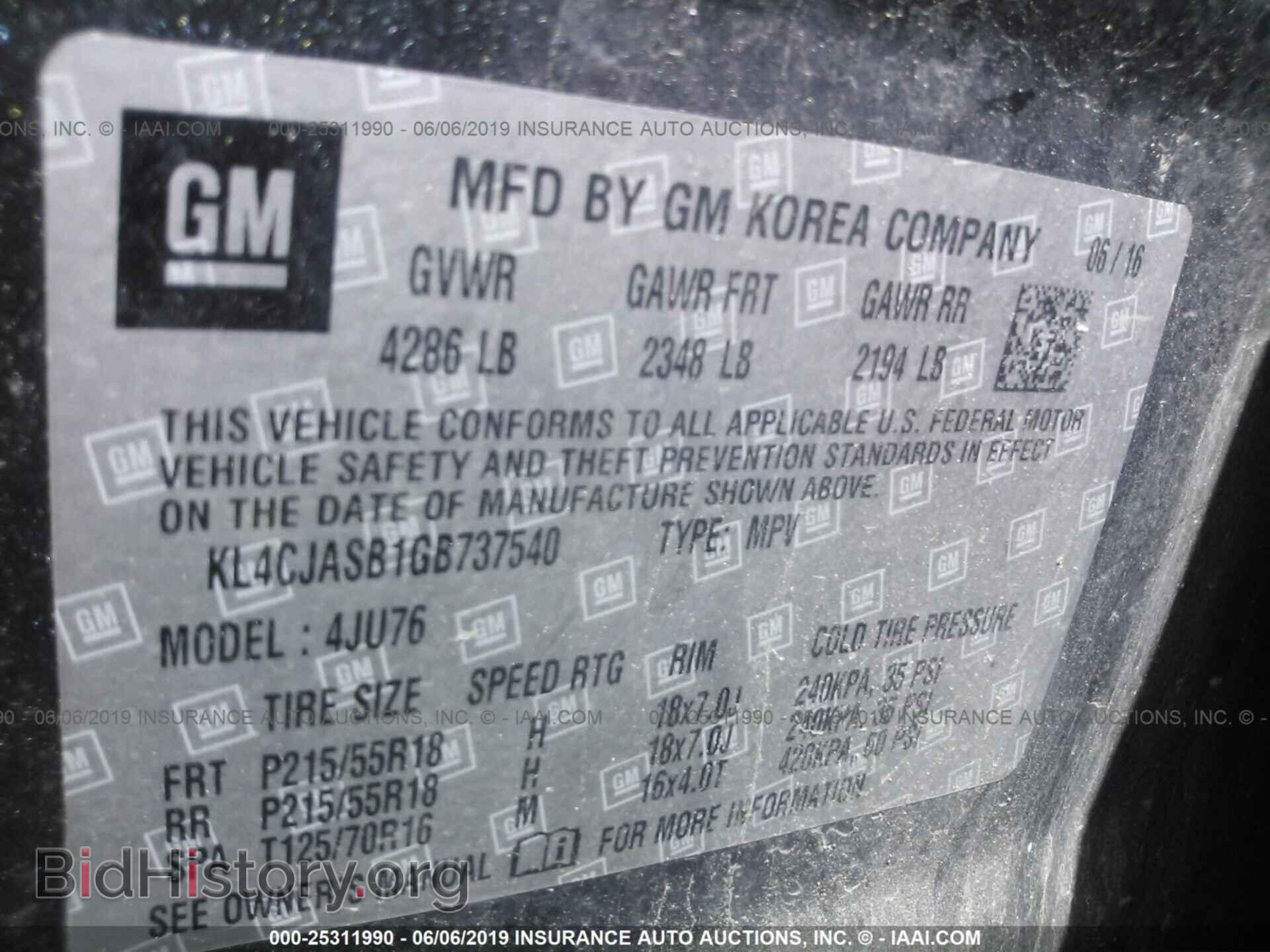 2016 BUICK ENCORE - VIN: KL4CJASB1GB737540 - Фото 9