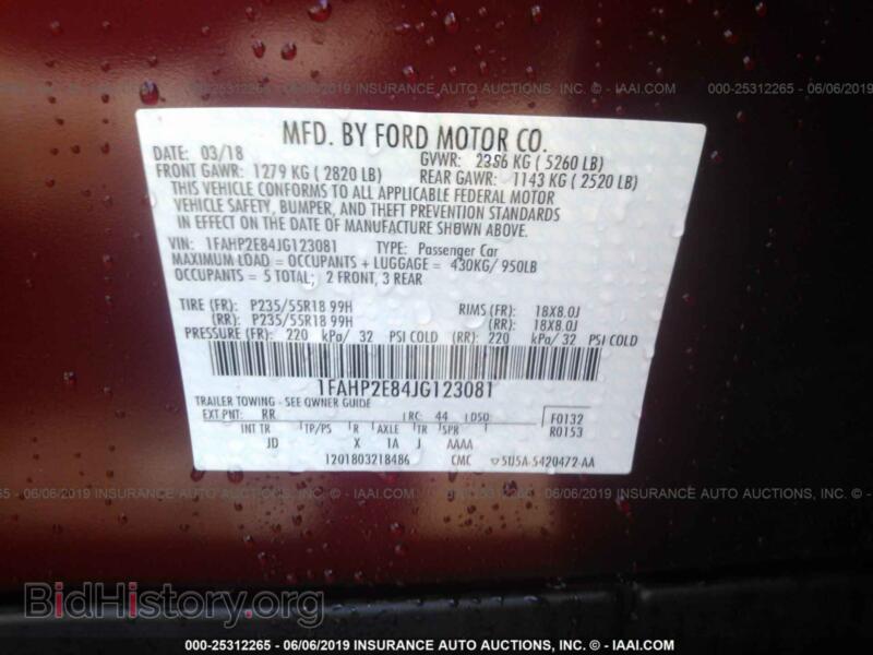 2018 Ford TAURUS (VIN 1FAHP2E84JG123081) — фото 9 из 10