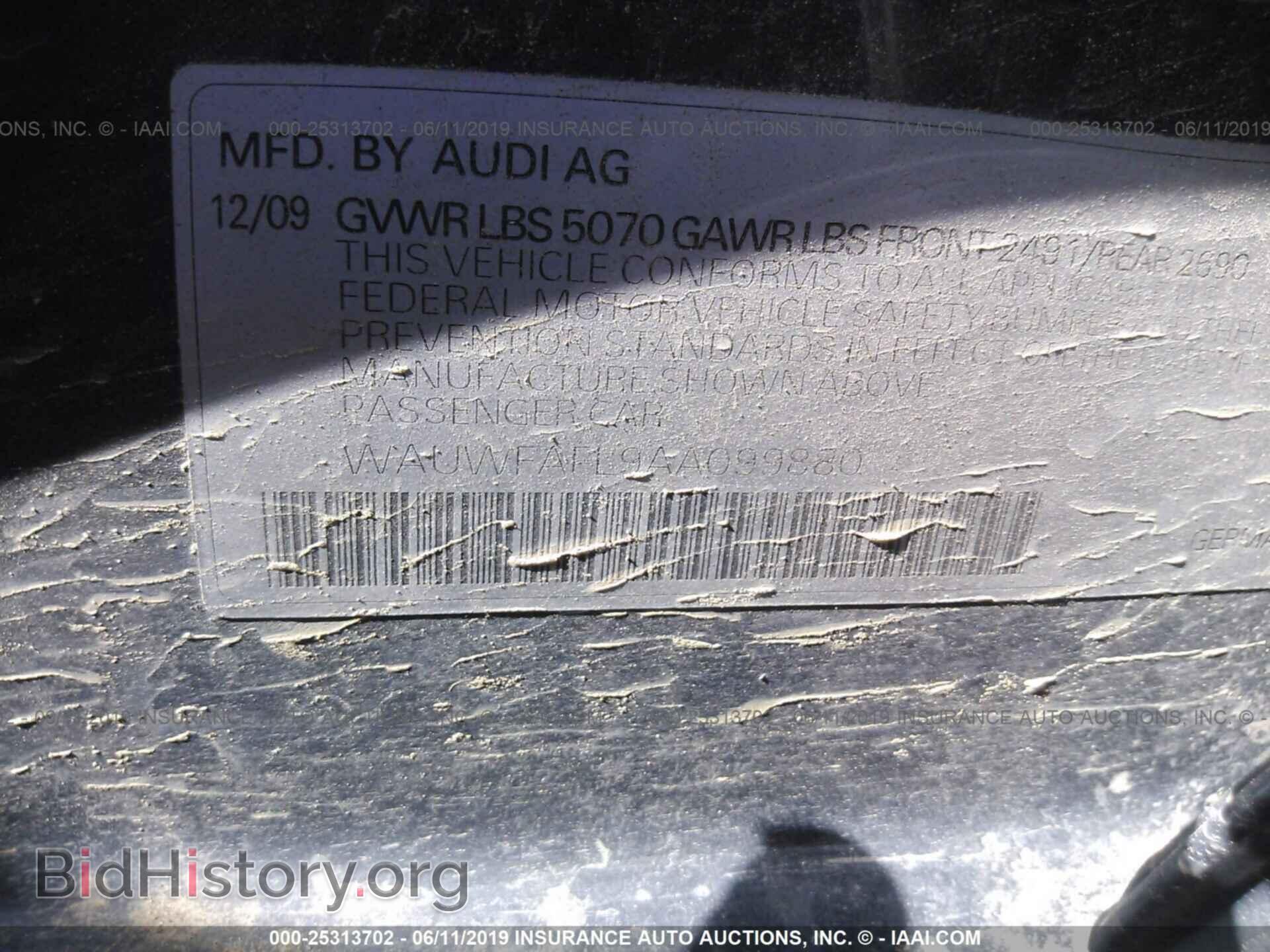 2010 AUDI A4 - VIN: WAUWFAFL9AA099880 - Фото 9
