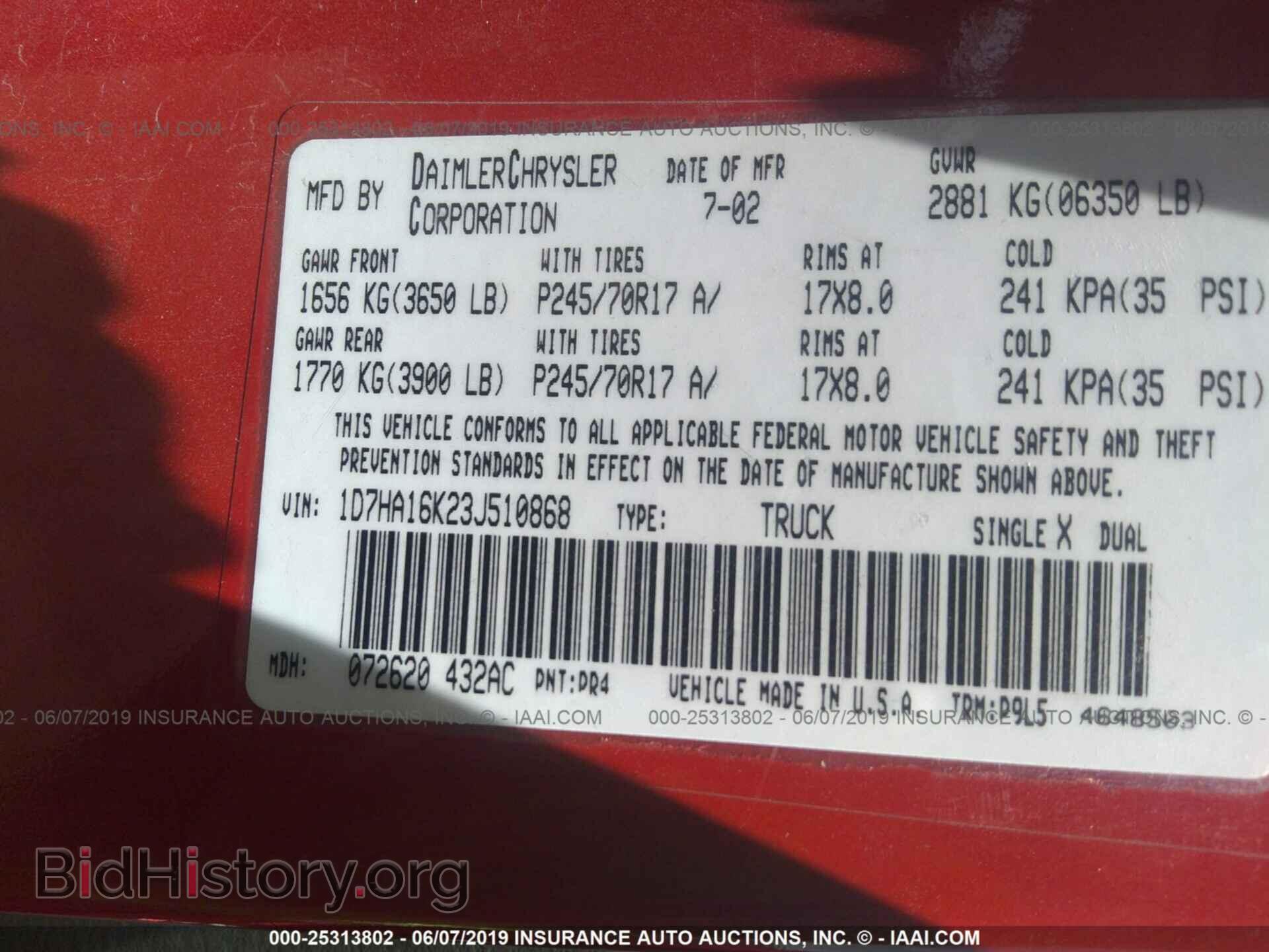 2003 DODGE RAM 1500 - VIN: 1D7HA16K23J510868 - Photo 9