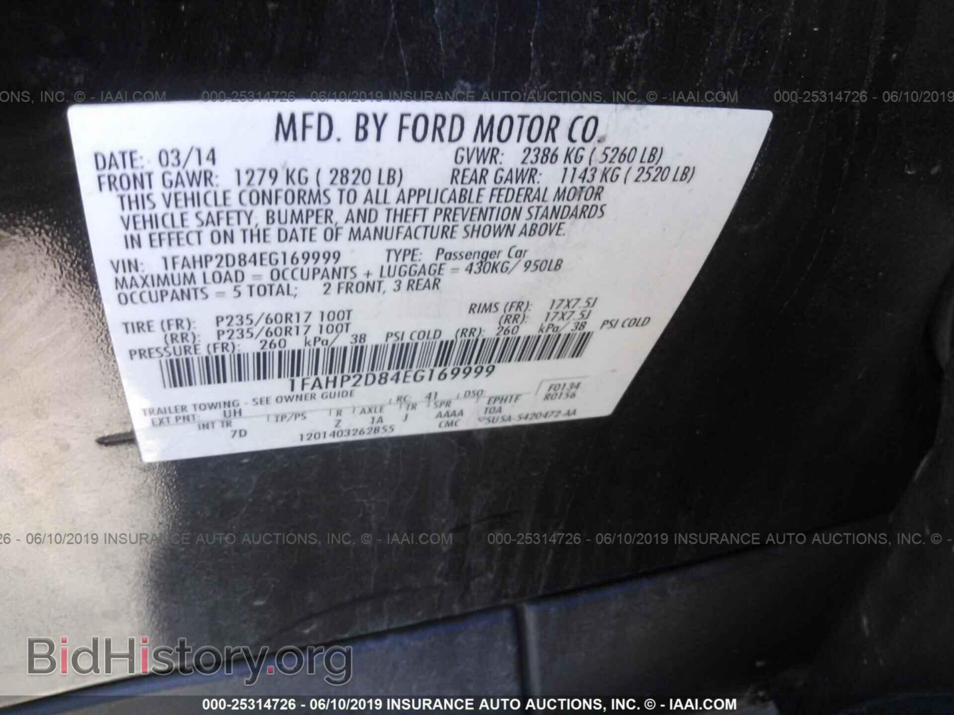 2014 FORD TAURUS - VIN: 1FAHP2D84EG169999 - Фото 9