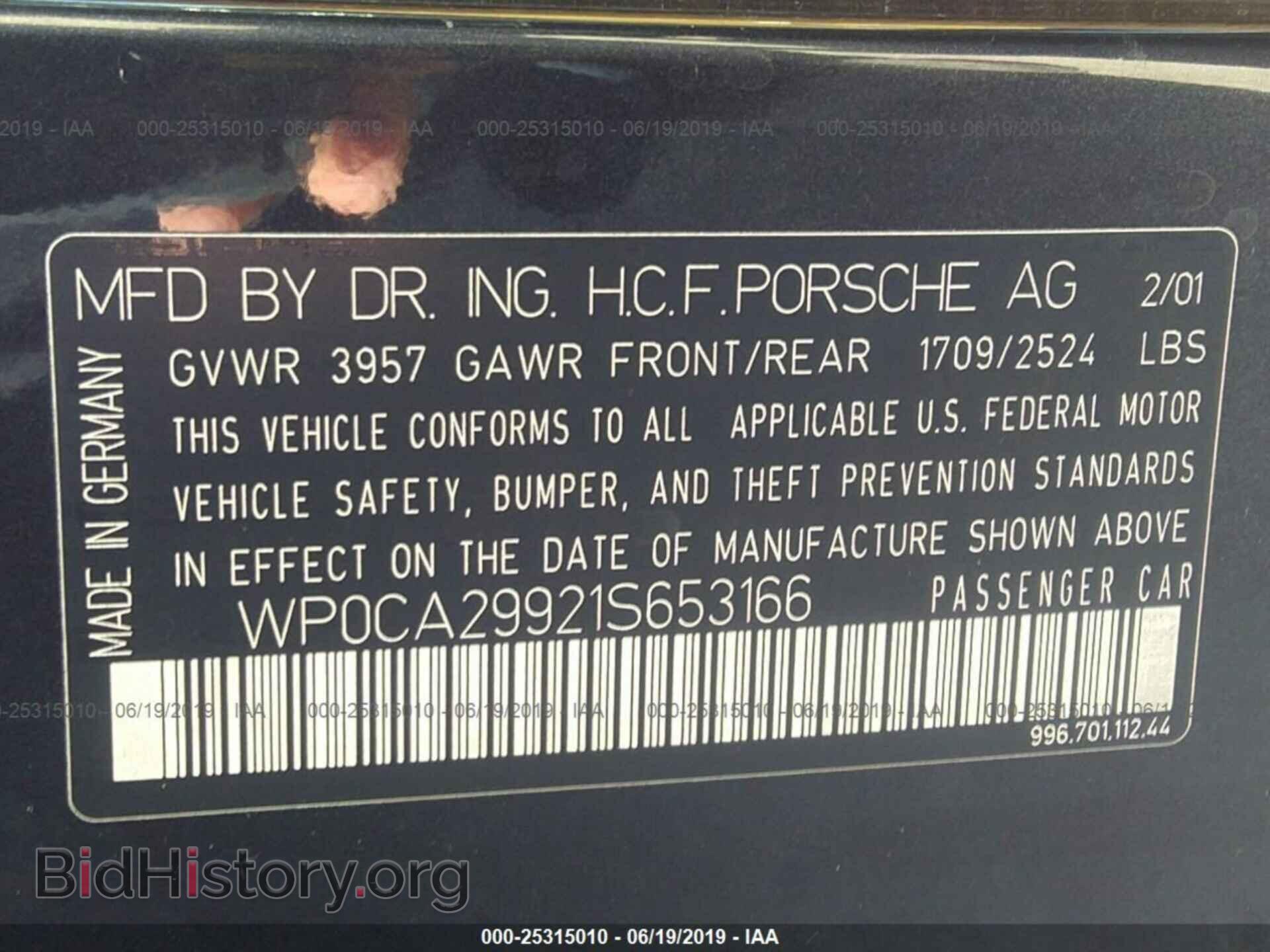 2001 PORSCHE 911 - VIN: WP0CA29921S653166 - Фото 9