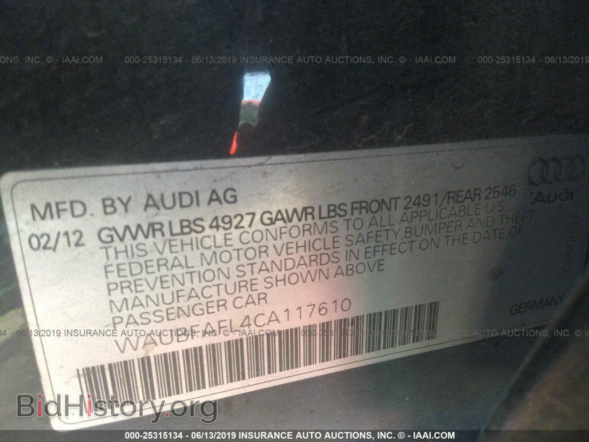 2012 AUDI A4 - VIN: WAUBFAFL4CA117610 - Фото 9