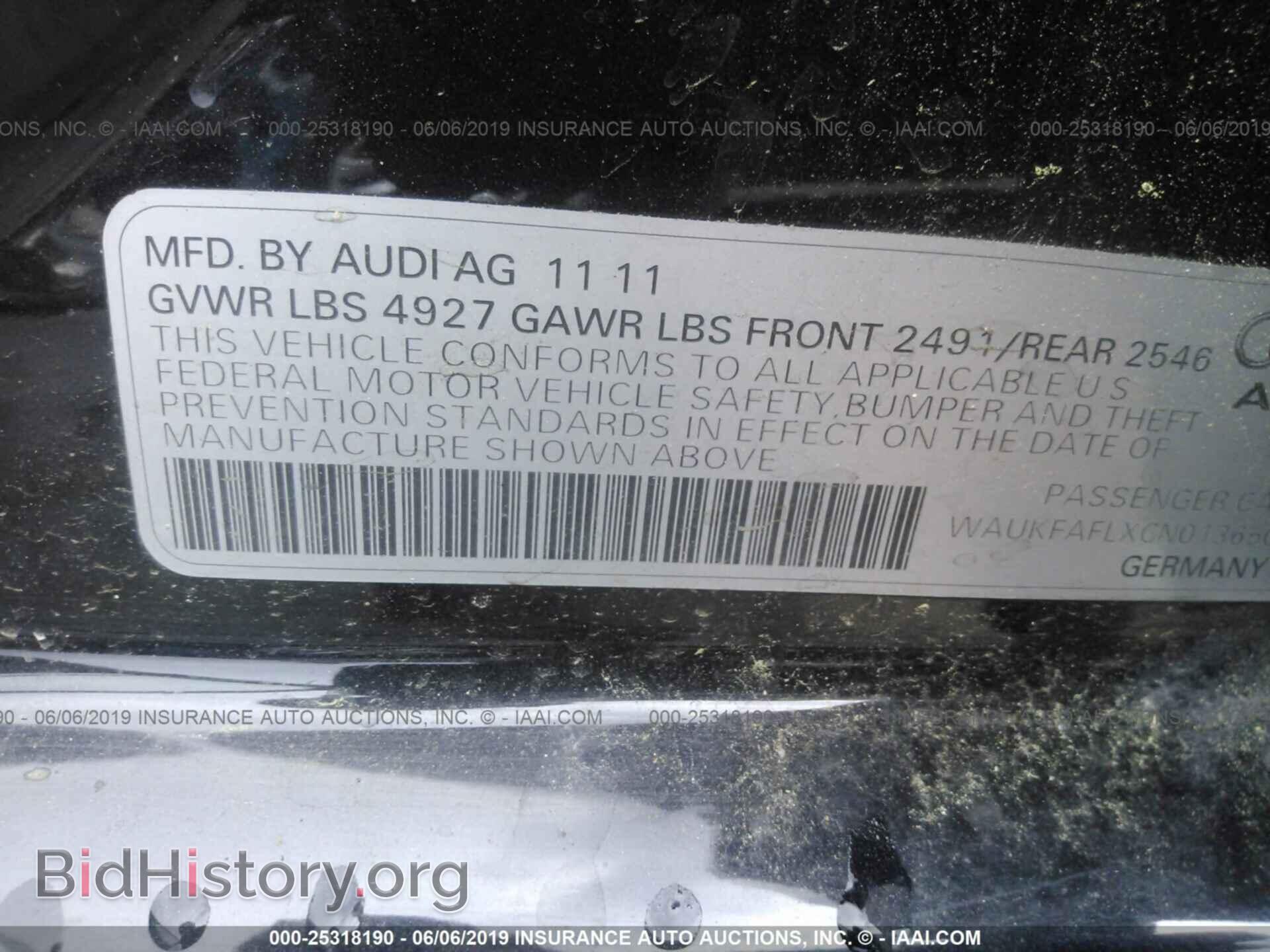 2012 AUDI A4 - VIN: WAUKFAFLXCN013650 - Фото 9
