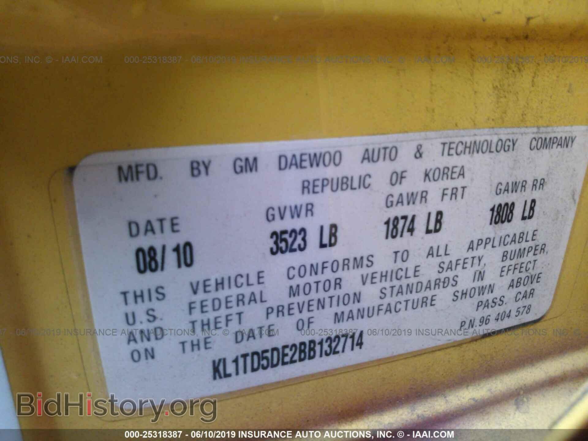2011 CHEVROLET AVEO - VIN: KL1TD5DE2BB132714 - Фото 9