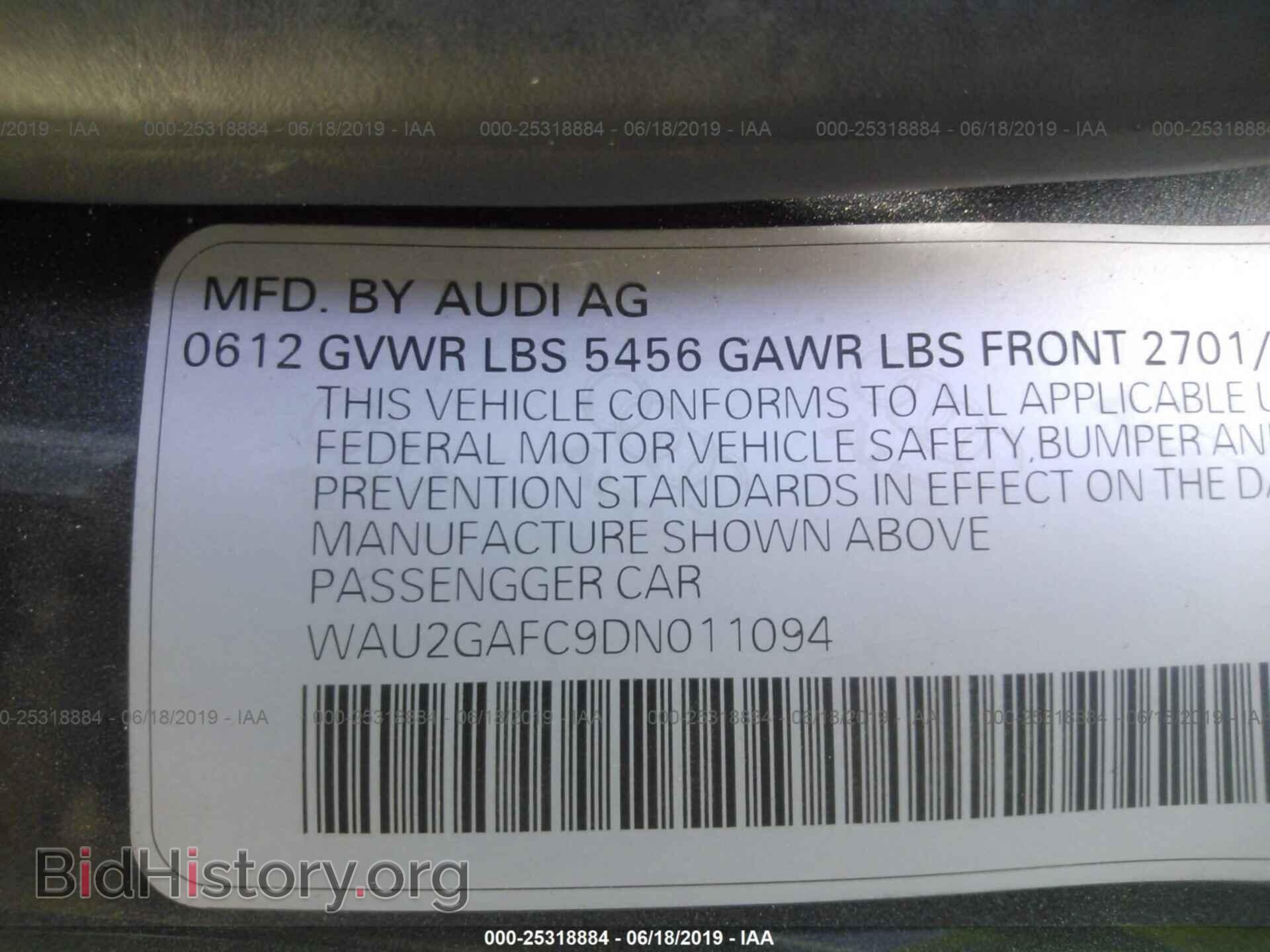 2013 AUDI A7 - VIN: WAU2GAFC9DN011094 - Фото 9
