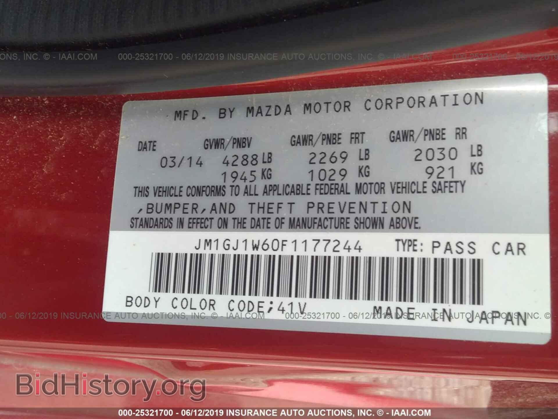2015 MAZDA 6 - VIN: JM1GJ1W60F1177244 - Фото 9