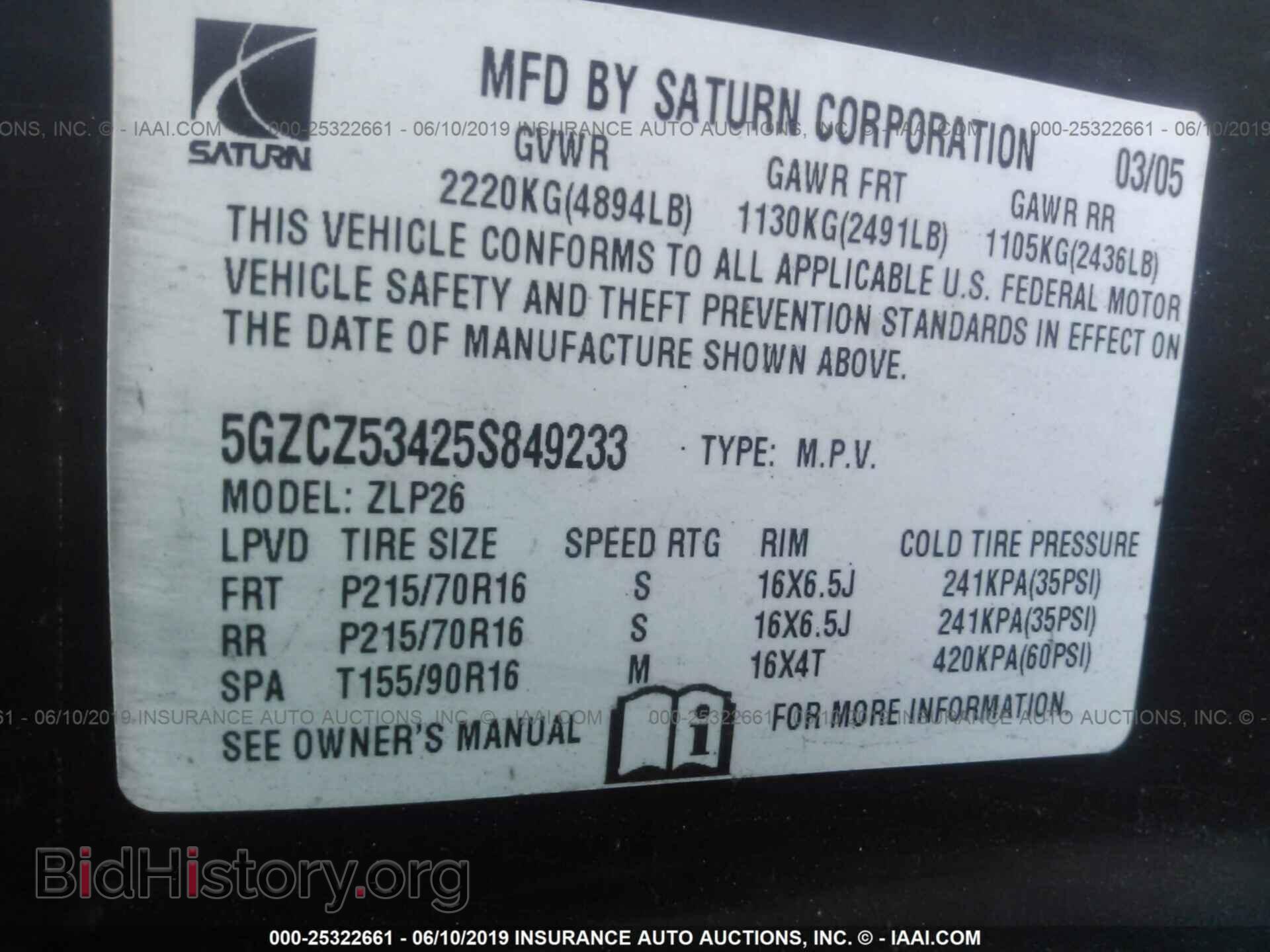 2005 SATURN VUE - VIN: 5GZCZ53425S849233 - Фото 9