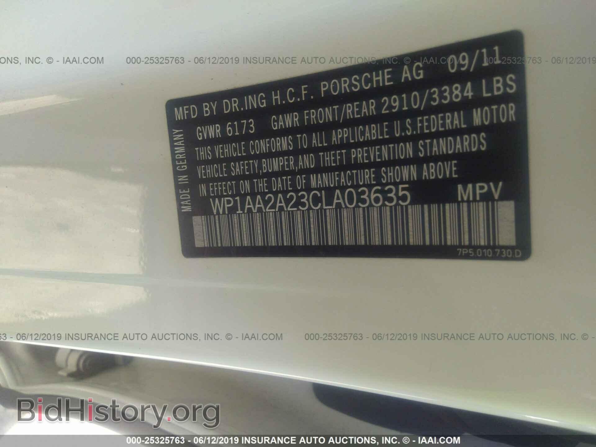 2012 PORSCHE CAYENNE - VIN: WP1AA2A23CLA03635 - Фото 9