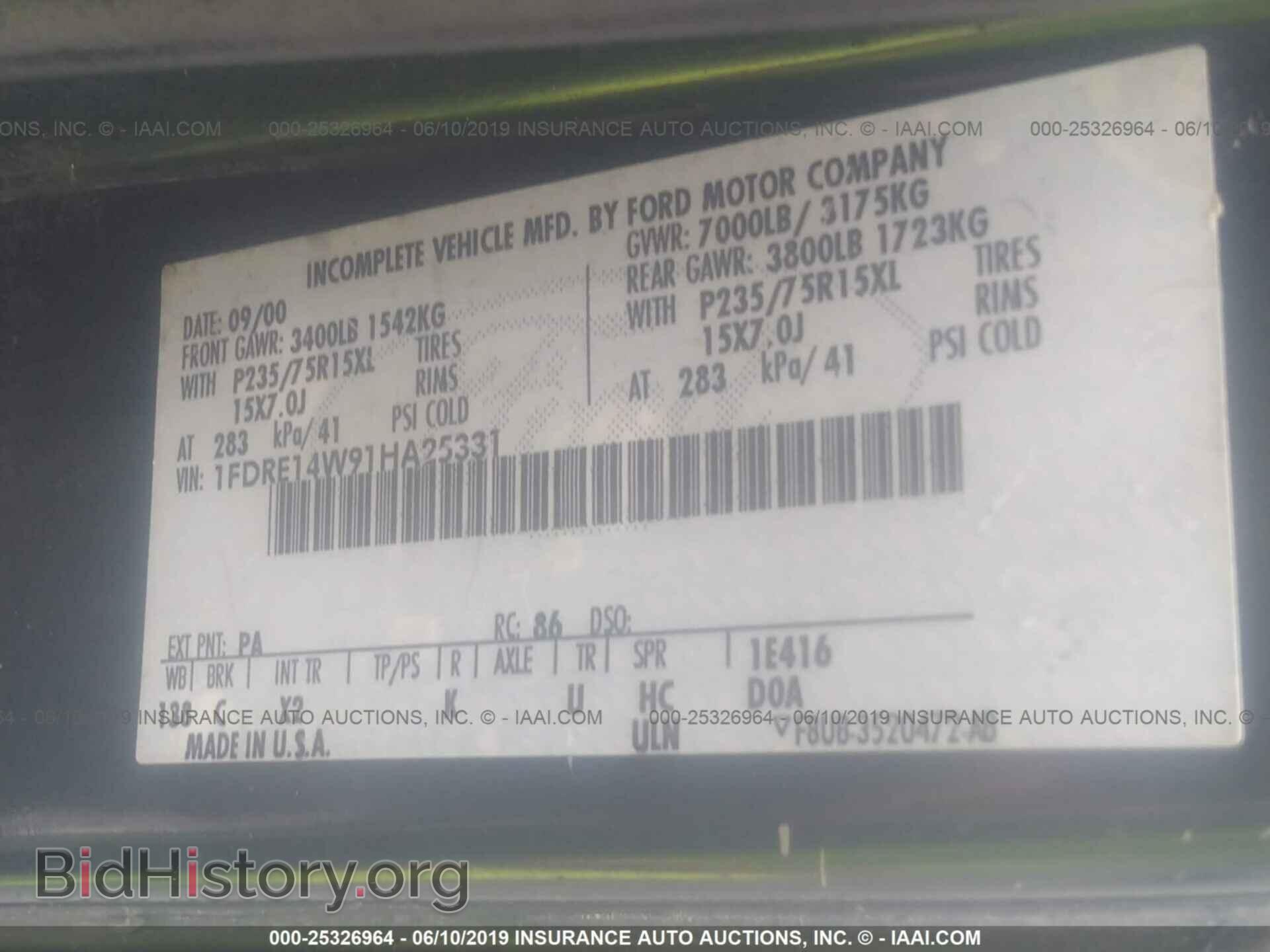 2001 FORD ECONOLINE - VIN: 1FDRE14W91HA25331 - Фото 9