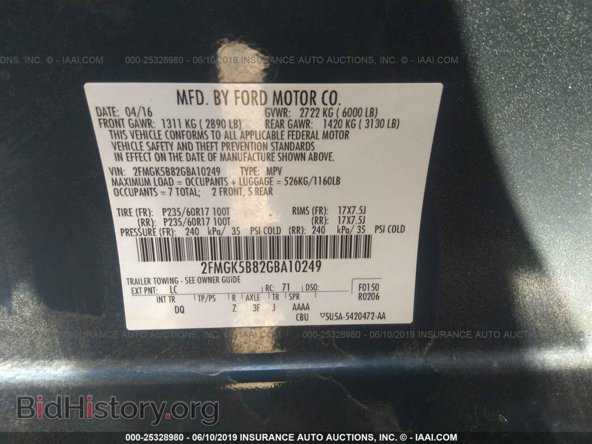 2016 FORD FLEX - VIN: 2FMGK5B82GBA10249 - Photo 9