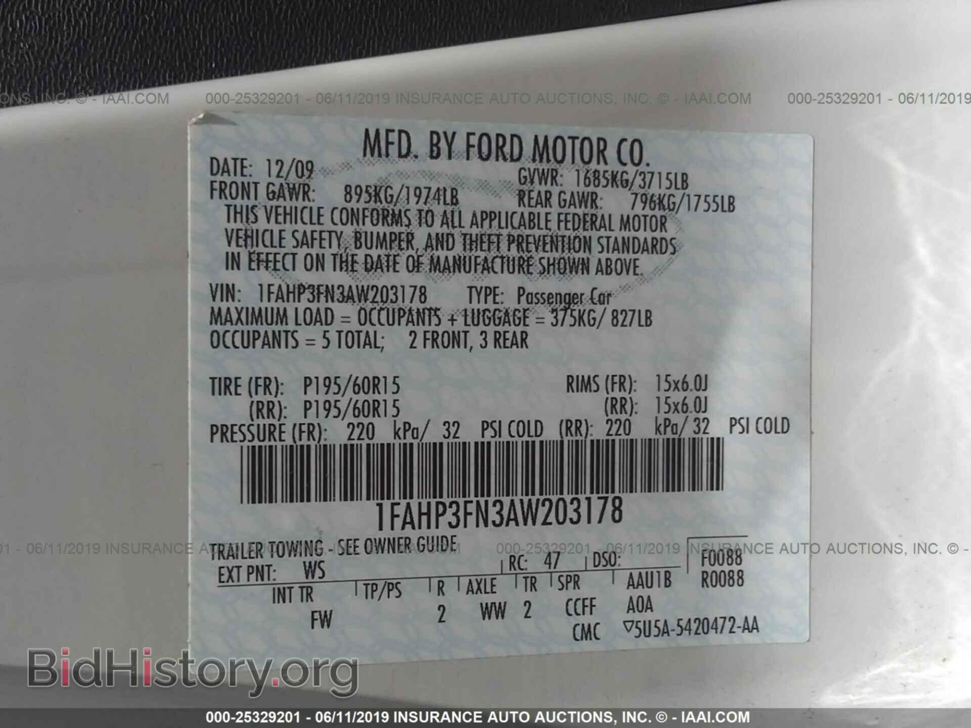 2010 FORD FOCUS - VIN: 1FAHP3FN3AW203178 - Фото 9