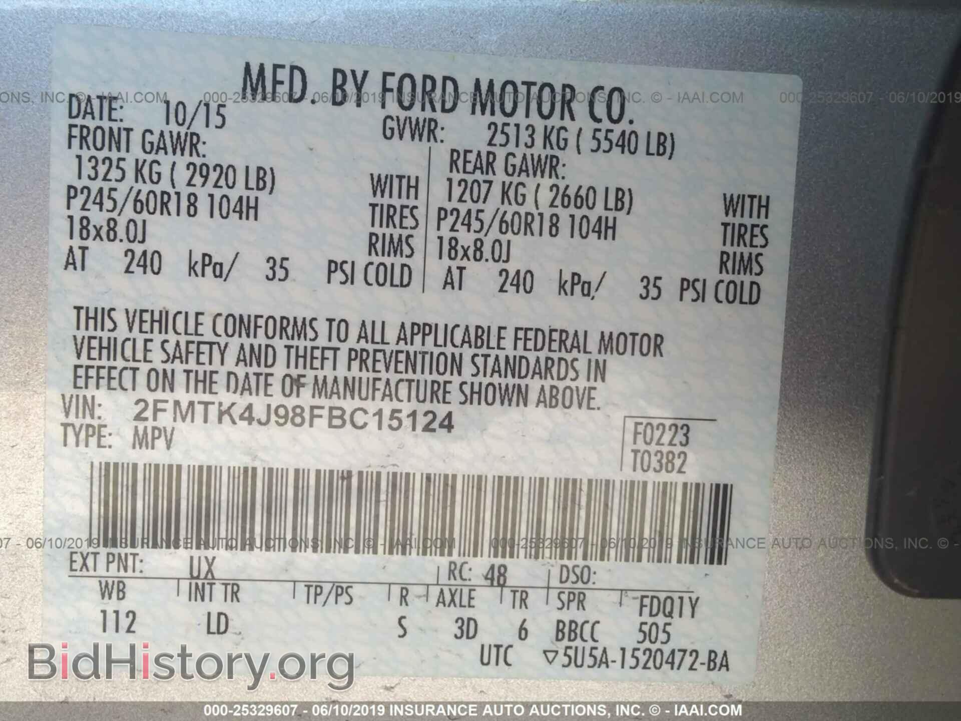2015 FORD EDGE - VIN: 2FMTK4J98FBC15124 - Photo 9