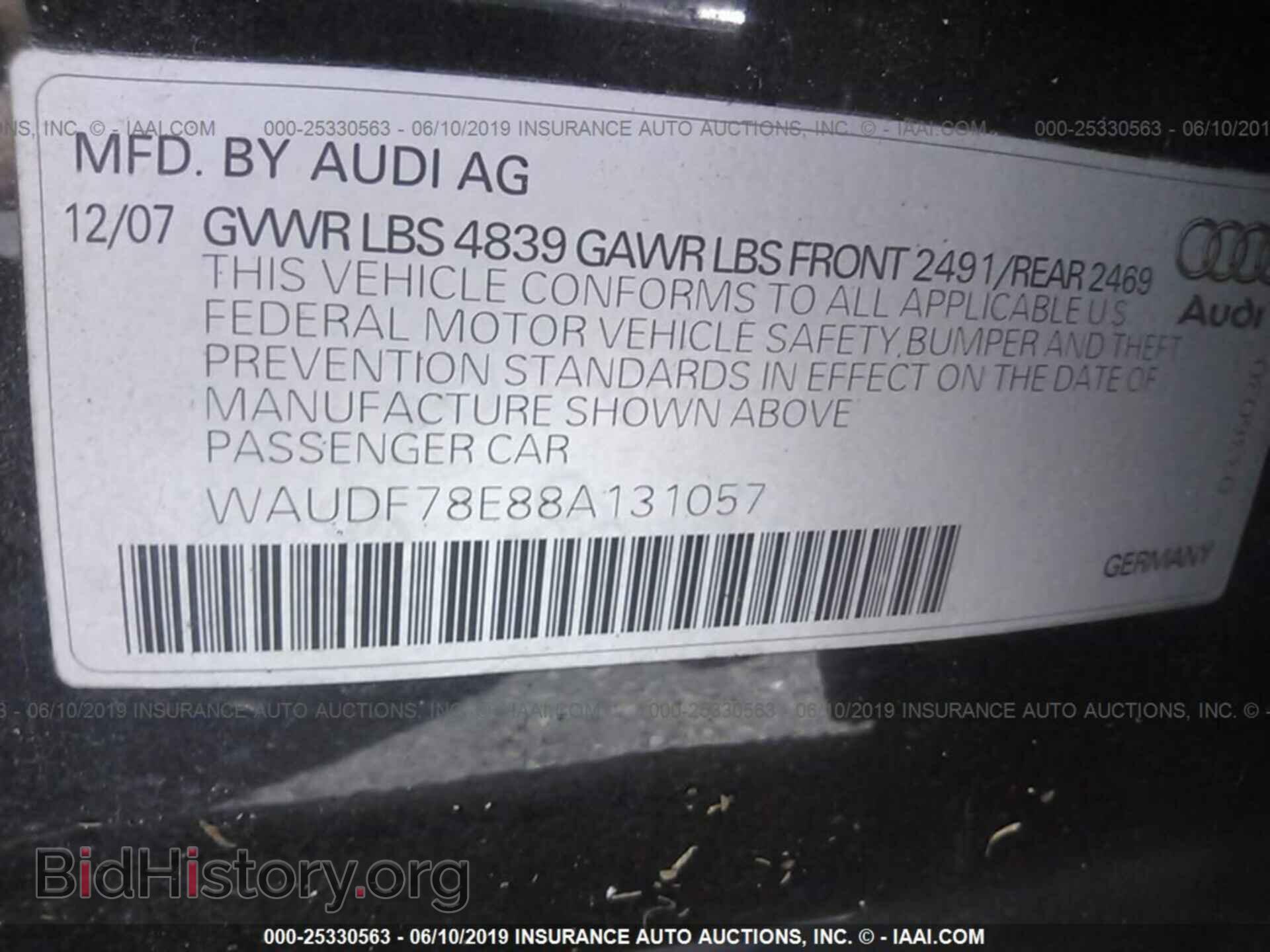 2008 AUDI A4 - VIN: WAUDF78E88A131057 - Фото 9
