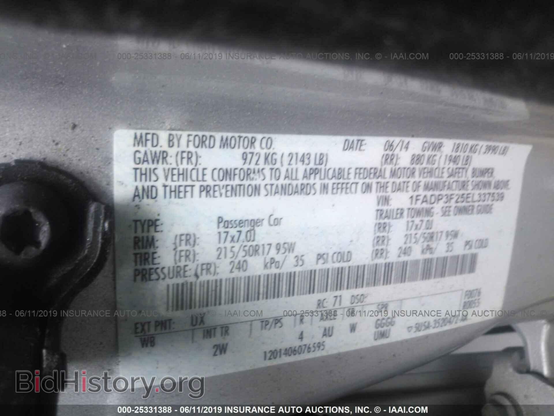 2014 FORD FOCUS - VIN: 1FADP3F25EL337539 - Фото 9