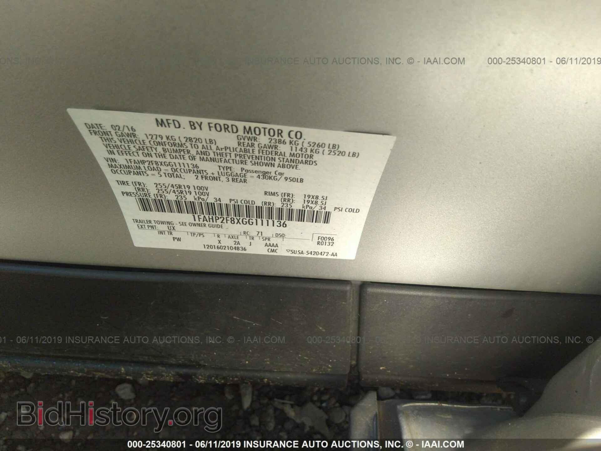 2016 FORD TAURUS - VIN: 1FAHP2F8XGG111136 - Фото 9
