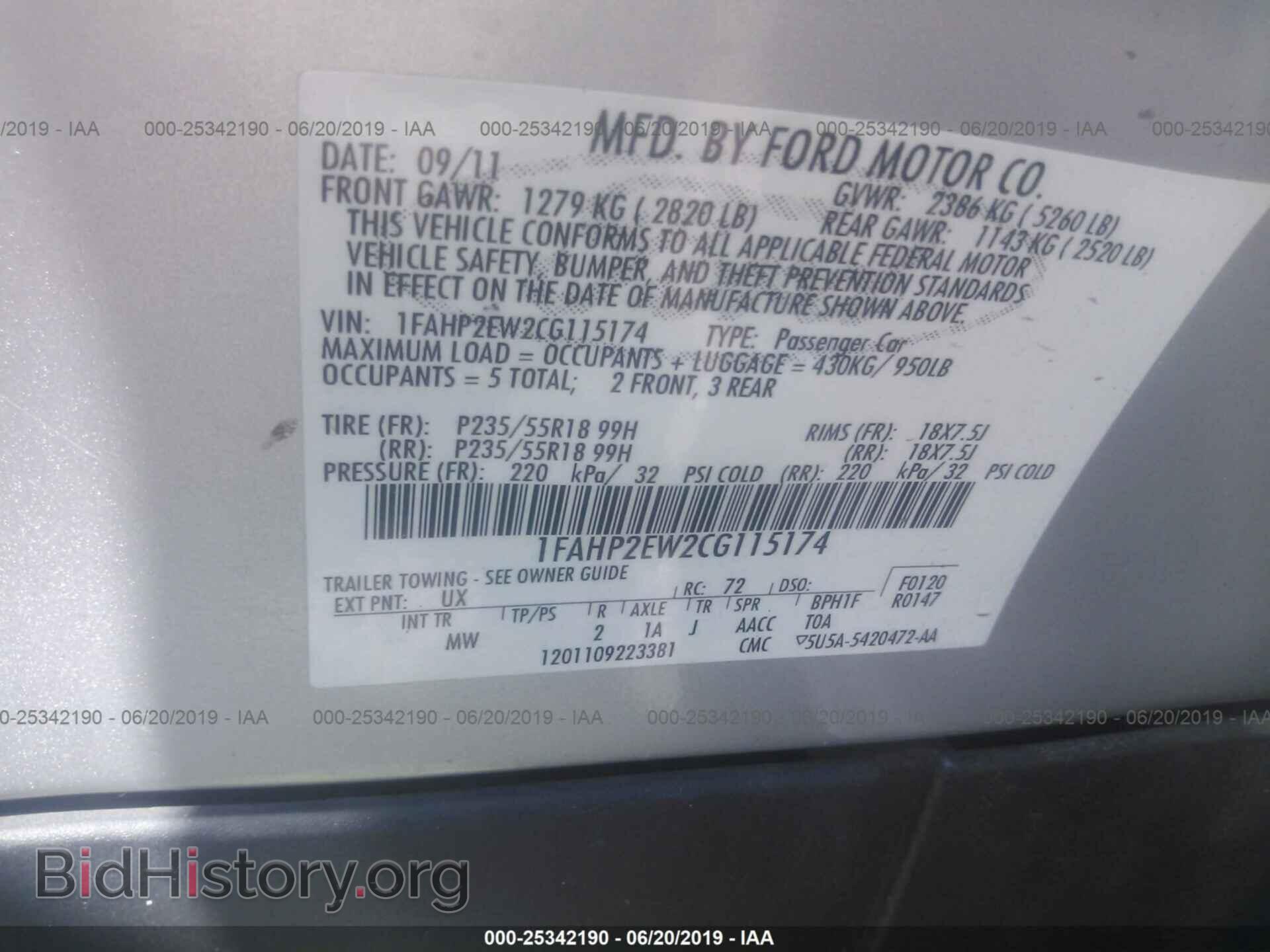 2012 FORD TAURUS - VIN: 1FAHP2EW2CG115174 - Photo 9
