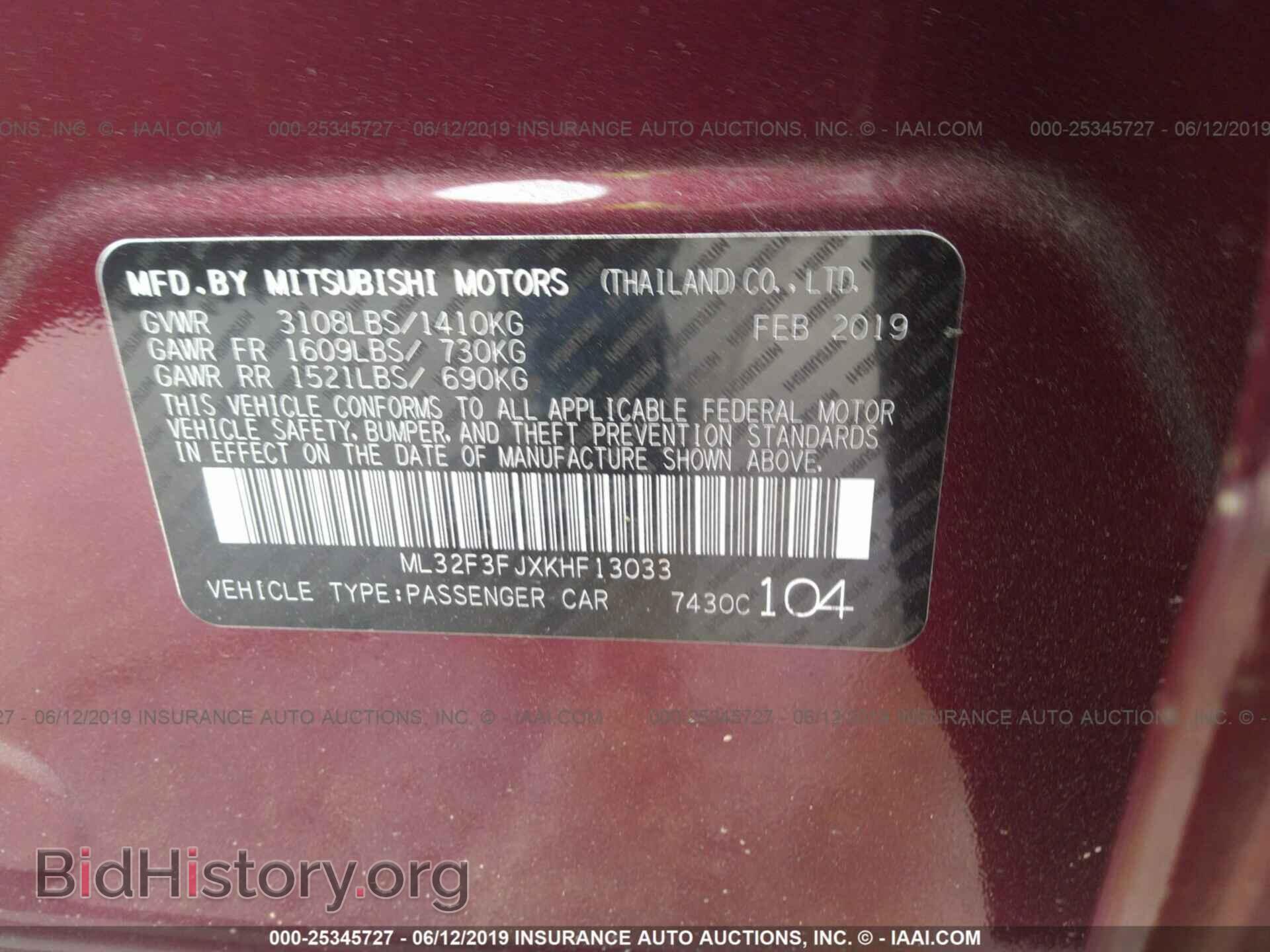 2019 MITSUBISHI MIRAGE - VIN: ML32F3FJXKHF13033 - Фото 9