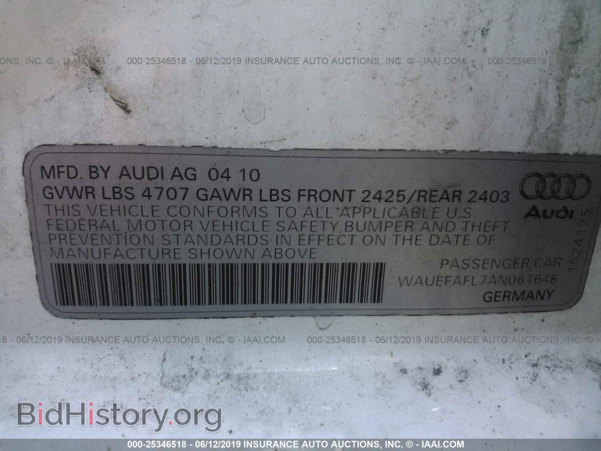 2010 AUDI A4 - VIN: WAUEFAFL7AN061648 - Фото 9
