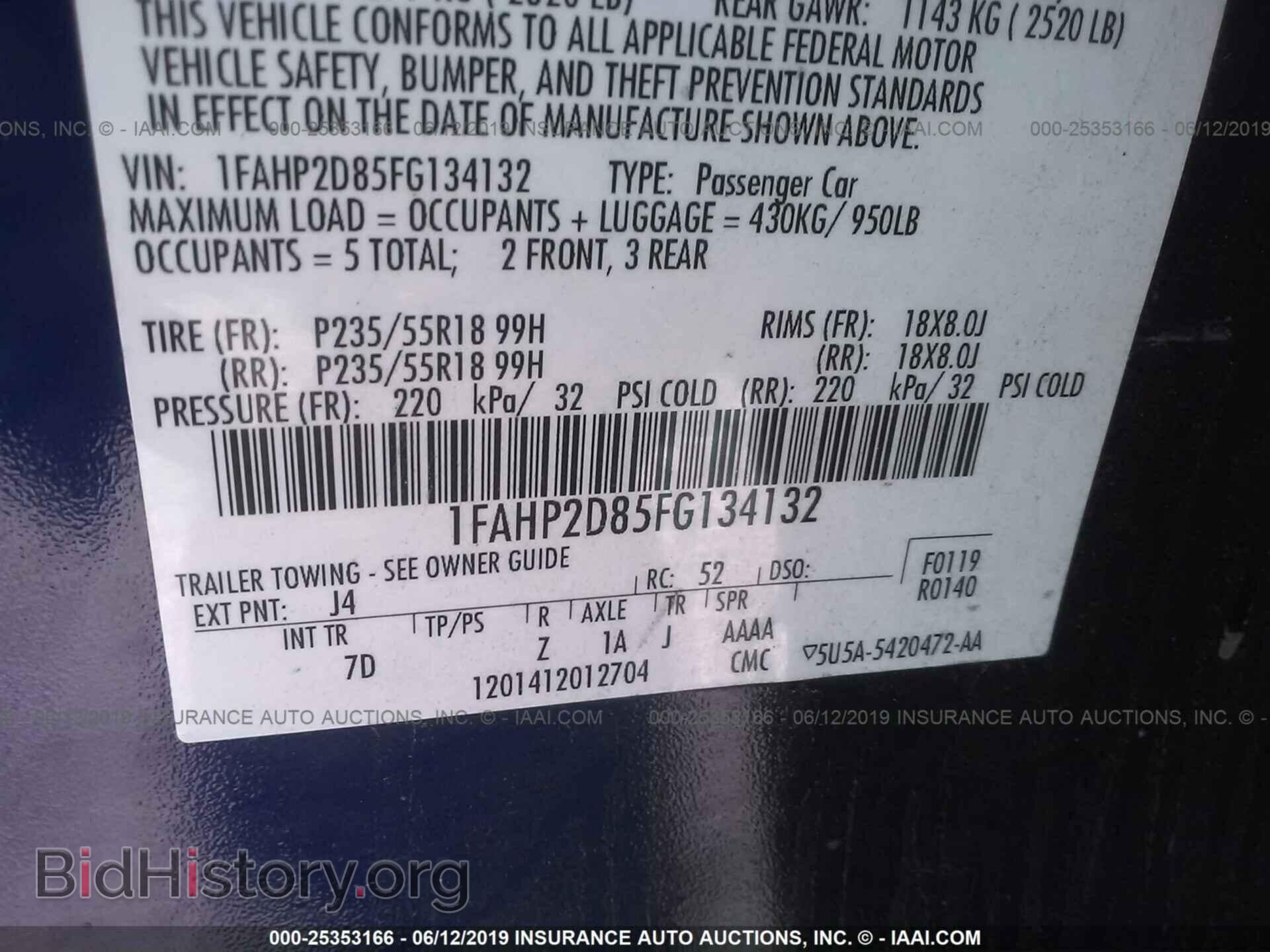 2015 FORD TAURUS - VIN: 1FAHP2D85FG134132 - Photo 9