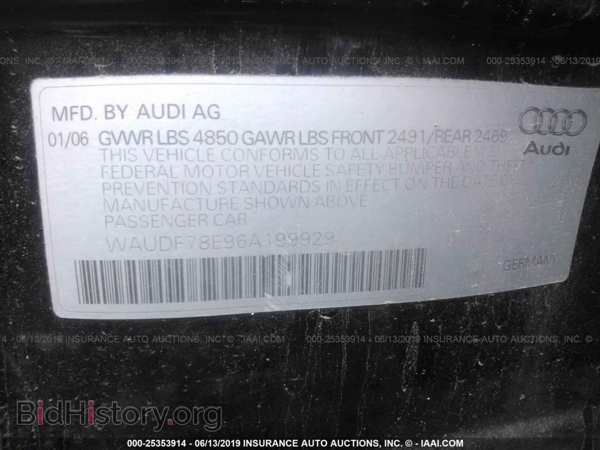 2006 AUDI A4 - VIN: WAUDF78E96A199929 - Photo 9