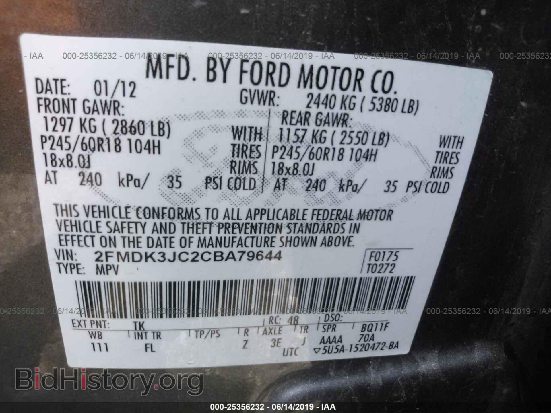 2012 FORD EDGE - VIN: 2FMDK3JC2CBA79644 - Photo 9