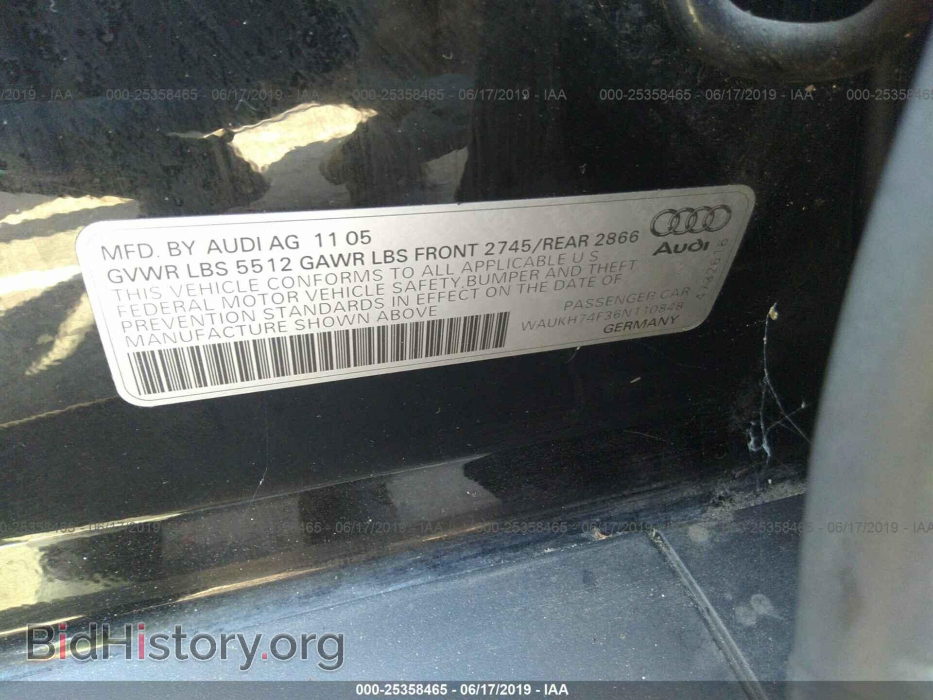 2006 AUDI A6 - VIN: WAUKH74F36N110848 - Фото 9