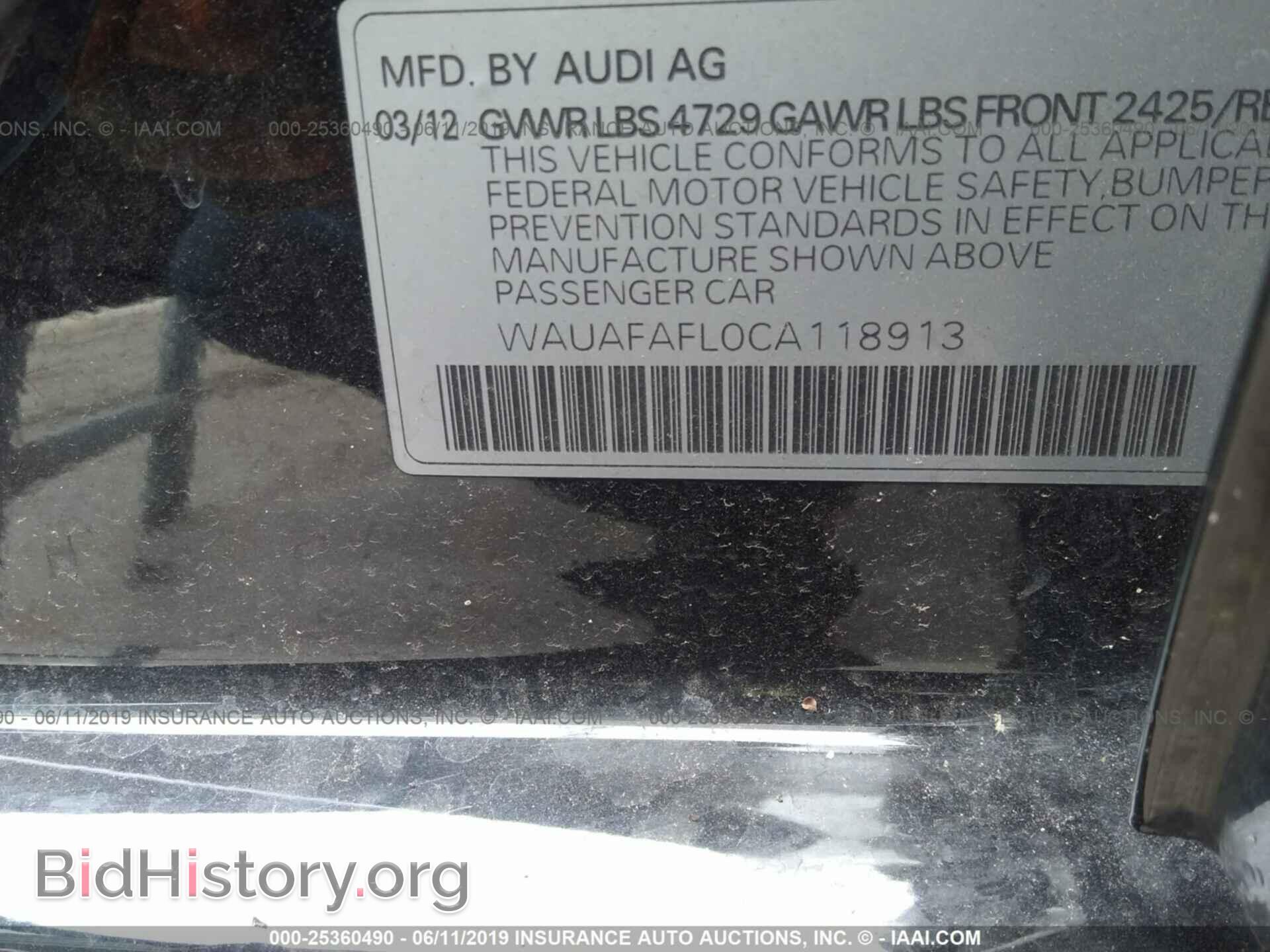 2012 AUDI A4 - VIN: WAUAFAFL0CA118913 - Photo 9