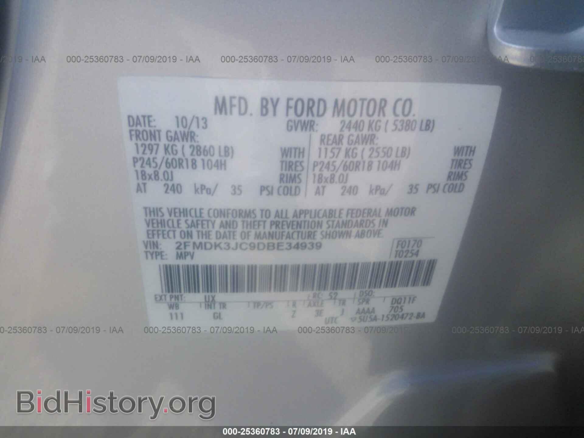 2013 FORD EDGE - VIN: 2FMDK3JC9DBE34939 - Photo 9