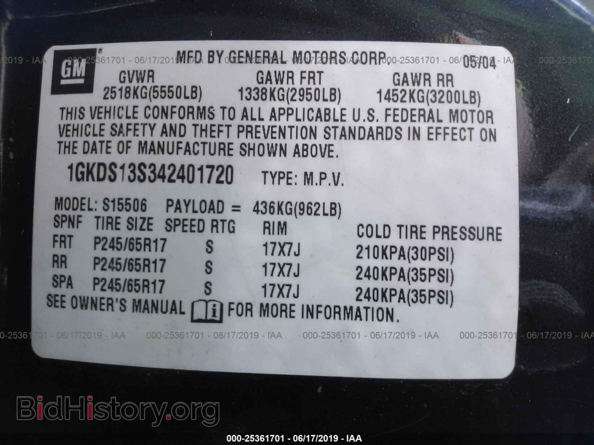 2004 GMC ENVOY - VIN: 1GKDS13S342401720 - Photo 9